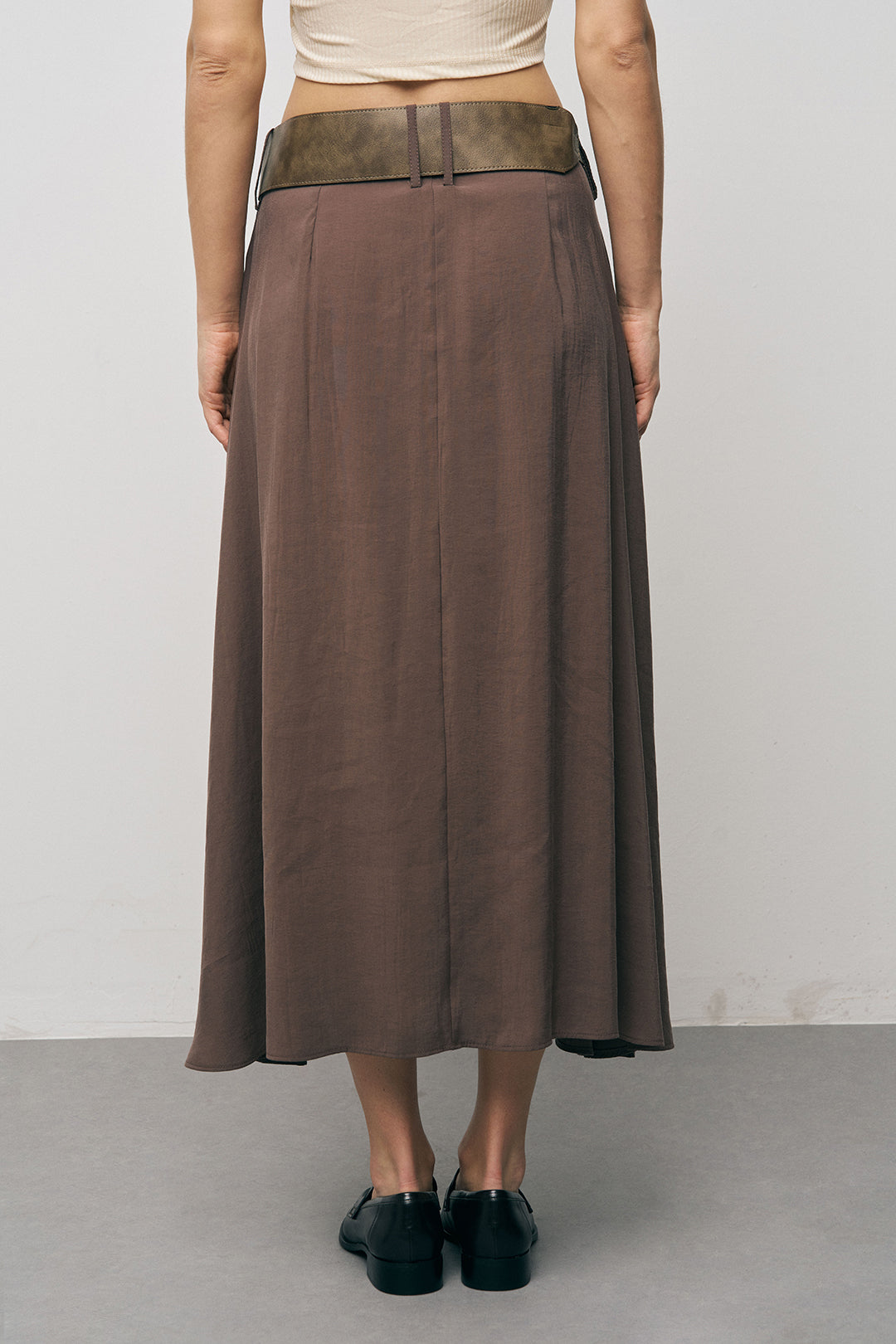 Orfeonegro Kemerli Kloş Kahve Midi Etek