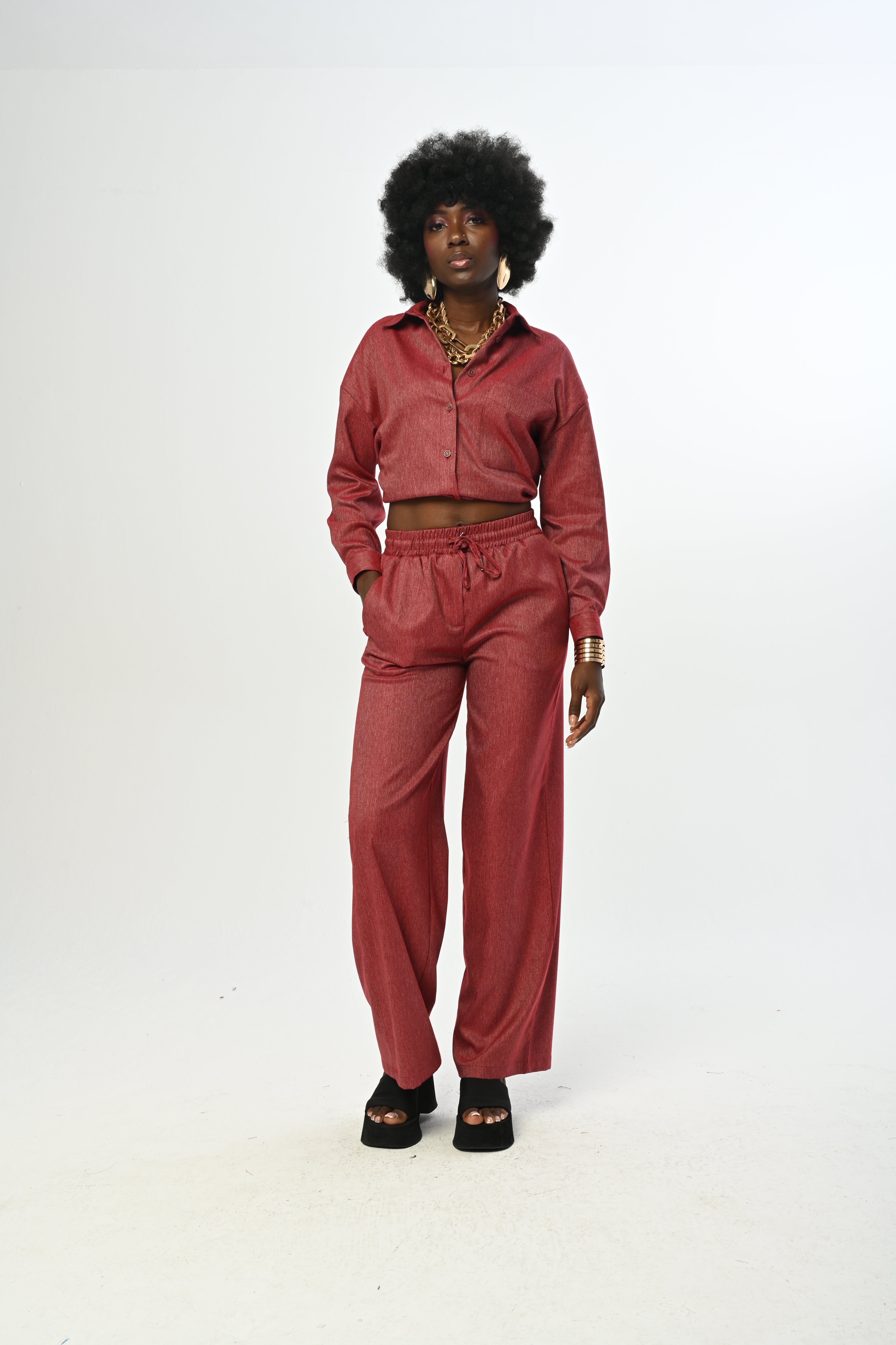 TROUSERS - 45117 CLARET RED