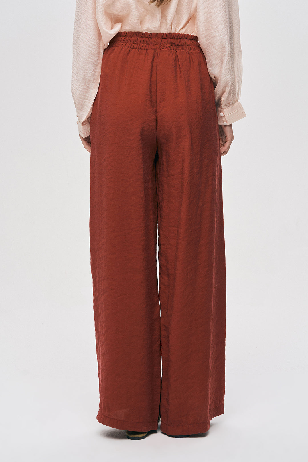 Büzgülü Bel Yazlık Kadın Pantolon Bordo