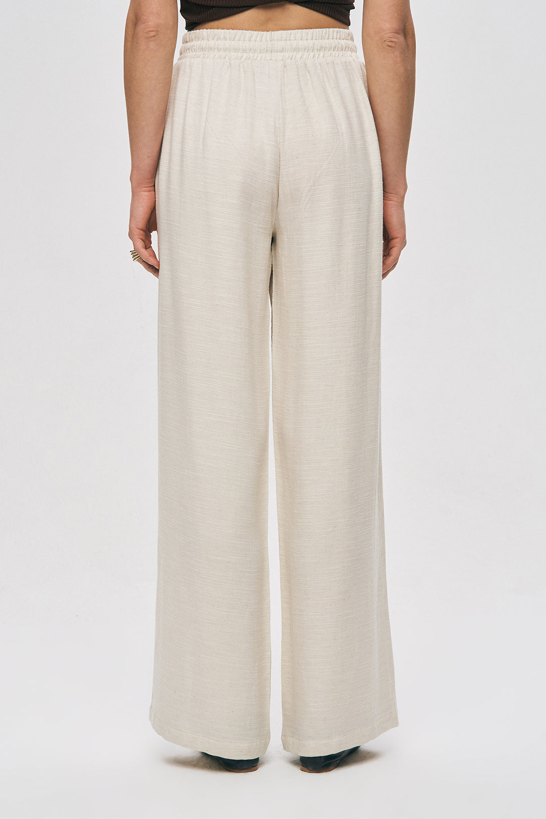 Orfeonegro Beli Lastikli Boncuk İşlemeli Palazzo Pantolon