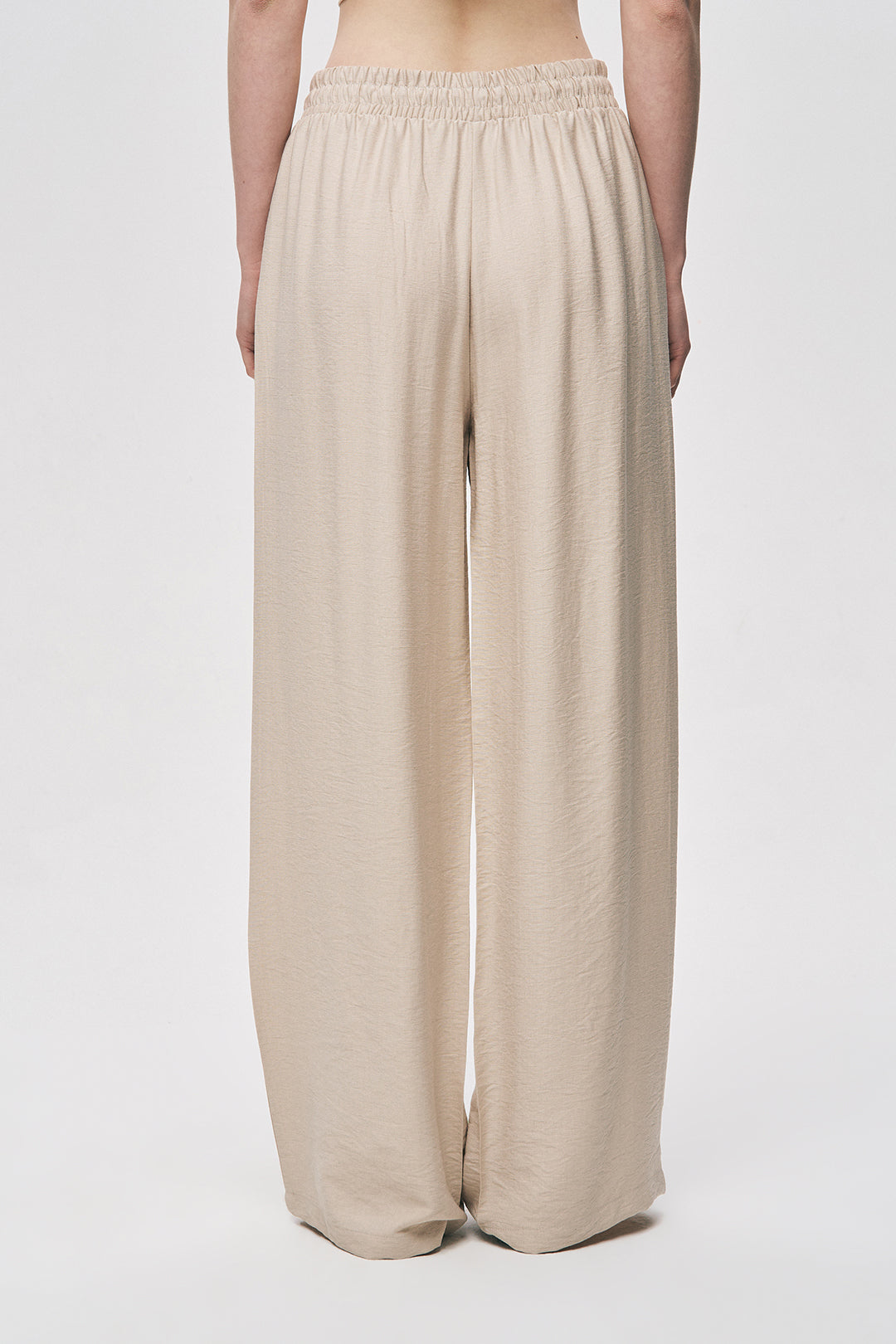 Orfeonegro Yüksek Bel Boncuk İşlemeli Palazzo Pantolon Açık Bej