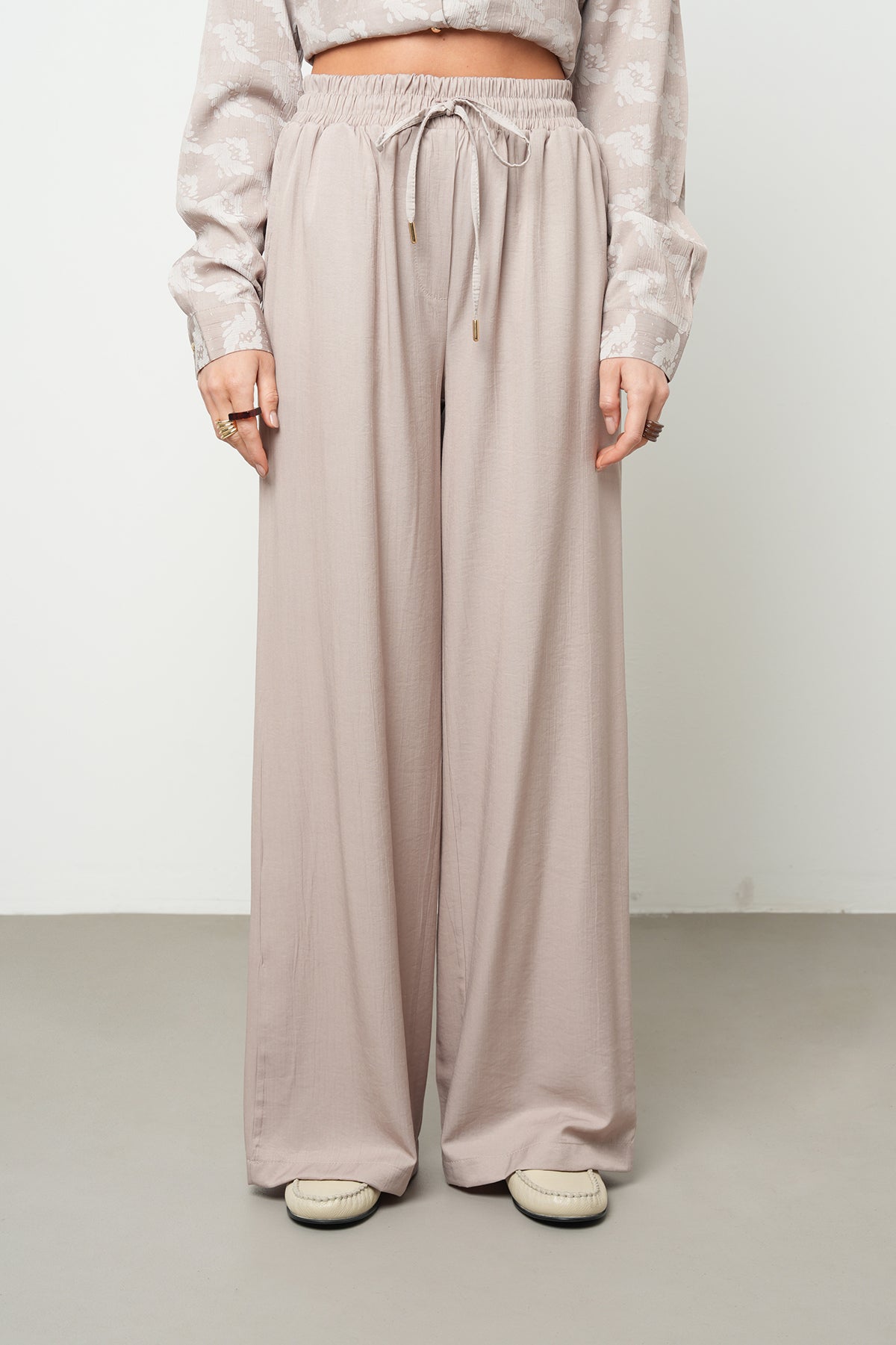 Orfeonegro Rahat Kalıp Palazzo Pantolon Bej