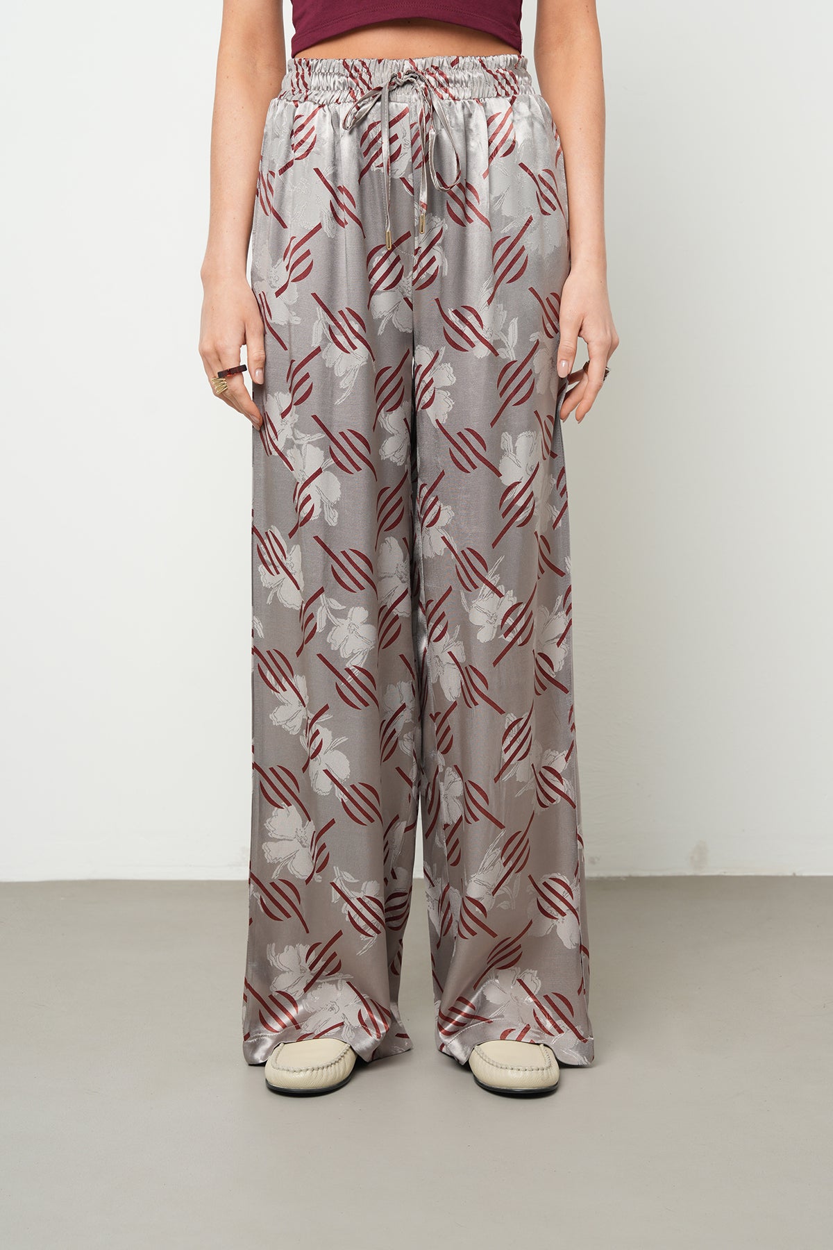 Orfeonegro Geometrik Desenli Palazzo Pantolon