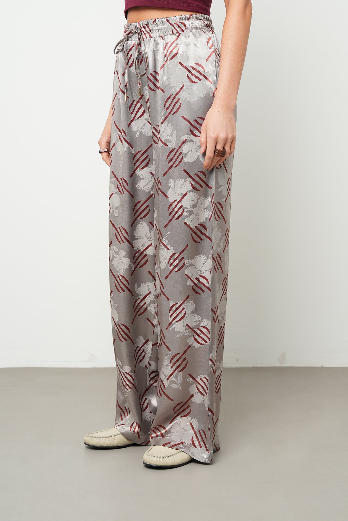 Orfeonegro Geometrik Desenli Palazzo Pantolon