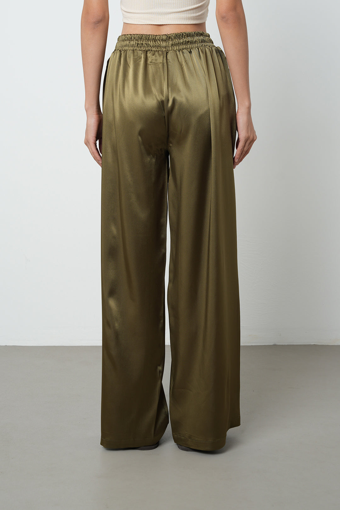 Orfeonegro Haki Saten Palazzo Pantolon