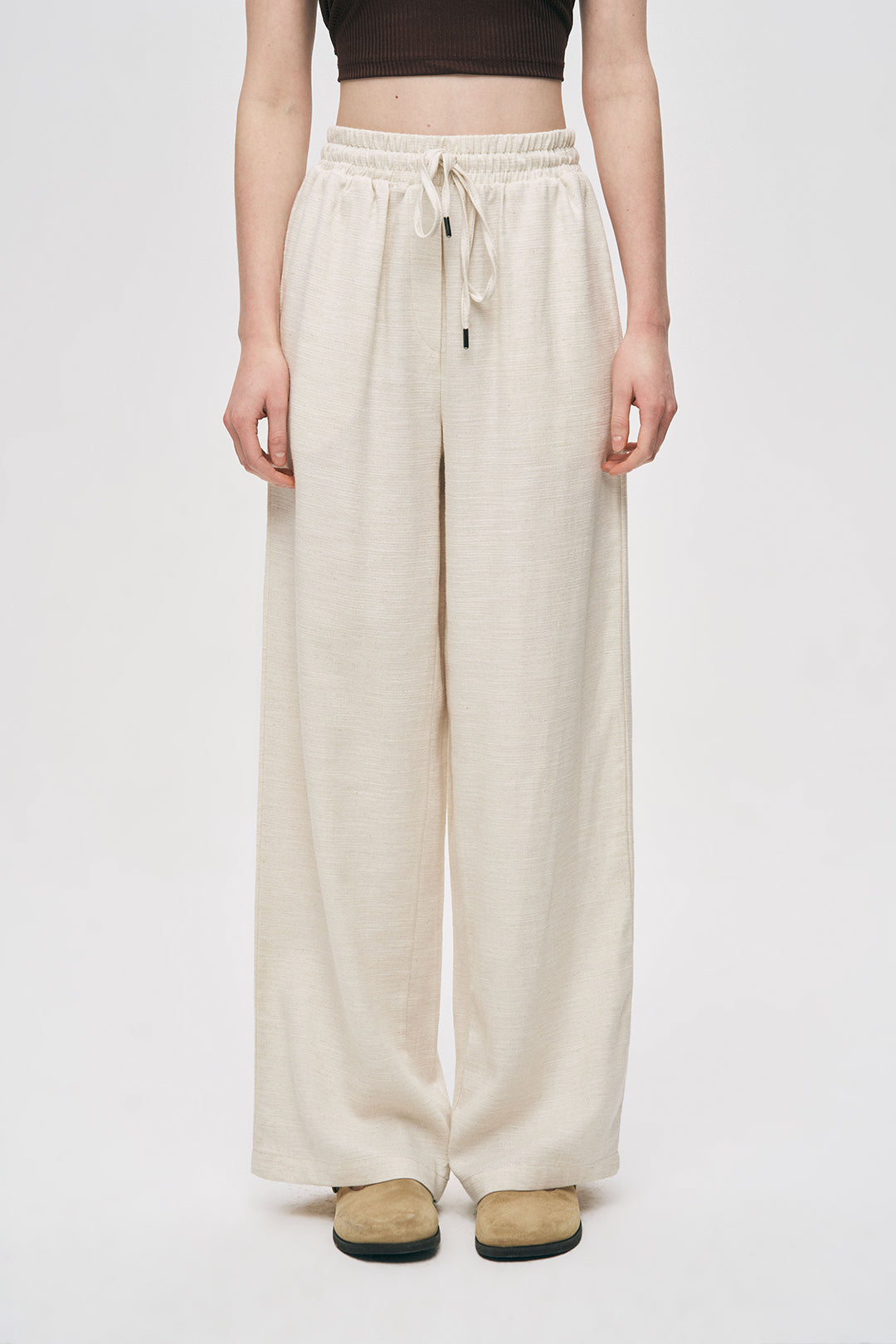 Orfeonegro Yüksek Bel Keten Palazzo Pantolon