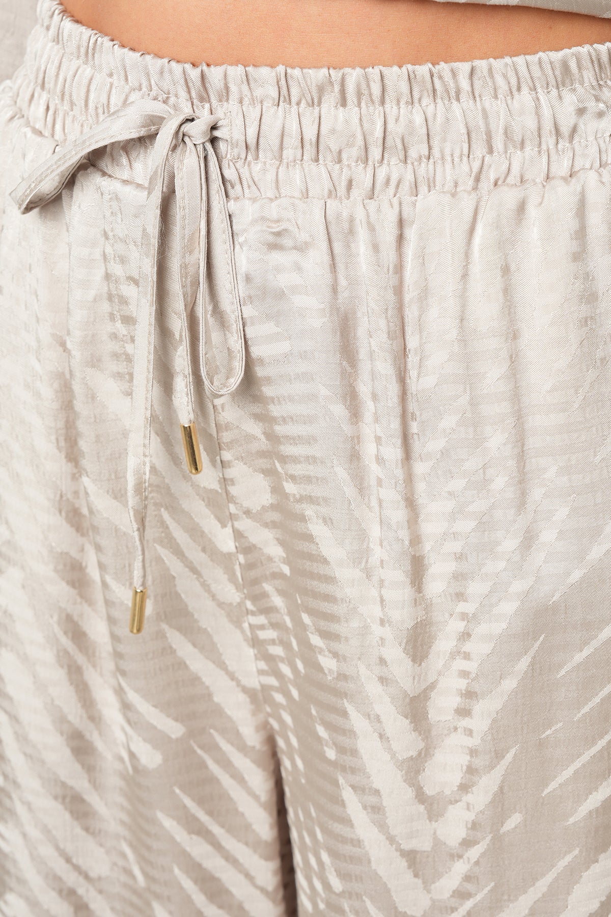 Orfeonegro Geometrik Desenli Palazzo Pantolon Bej