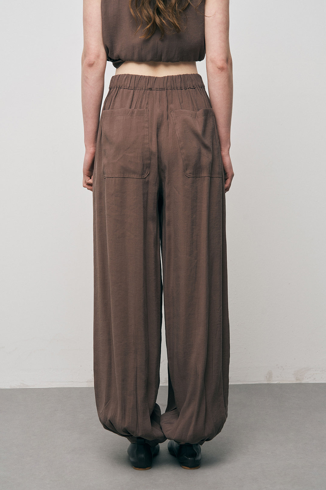 Orfeonegro Paçası Lastikli Kahve Palazzo Pantolon