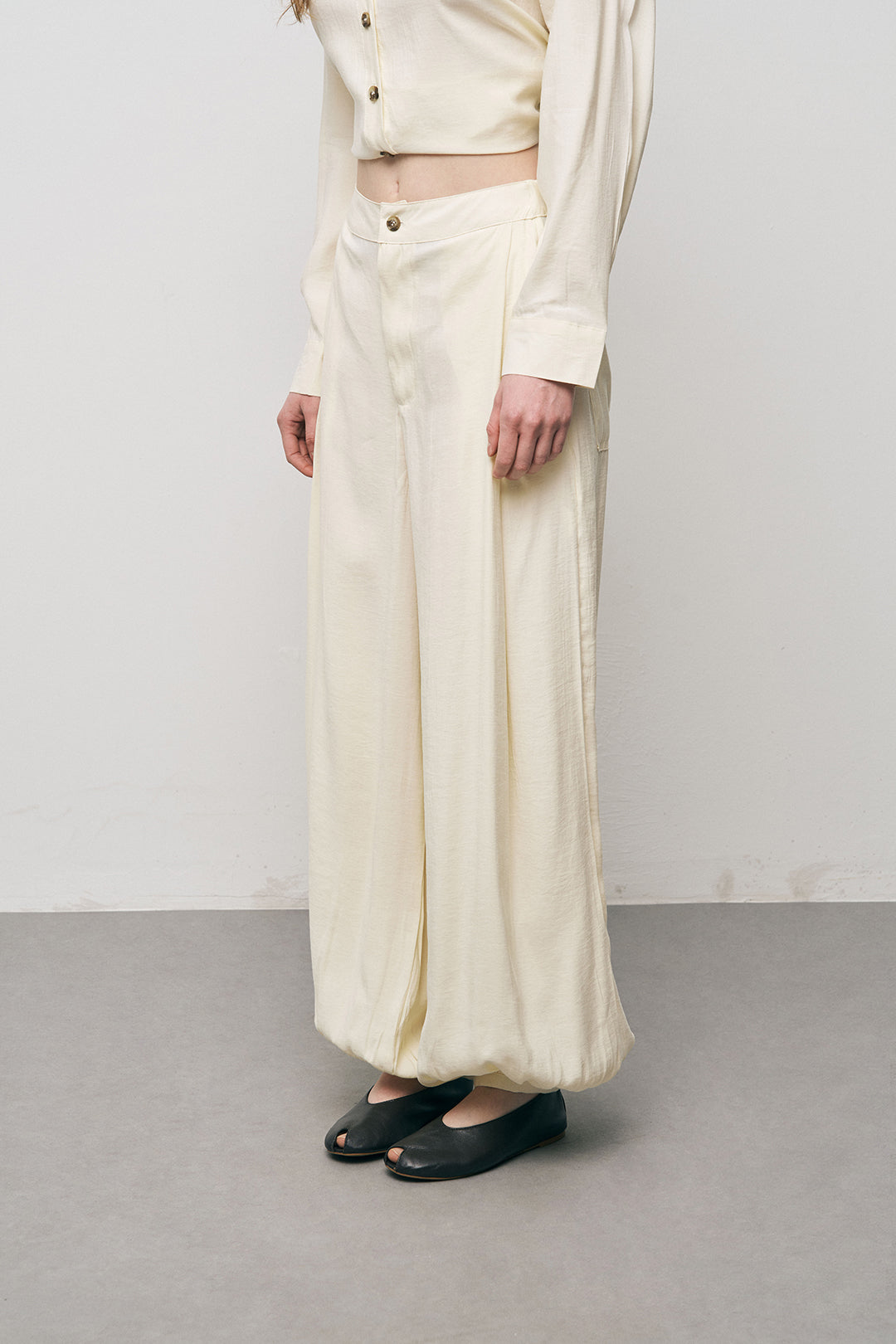 Orfeonegro Paçası Lastikli Sarı Palazzo Pantolon