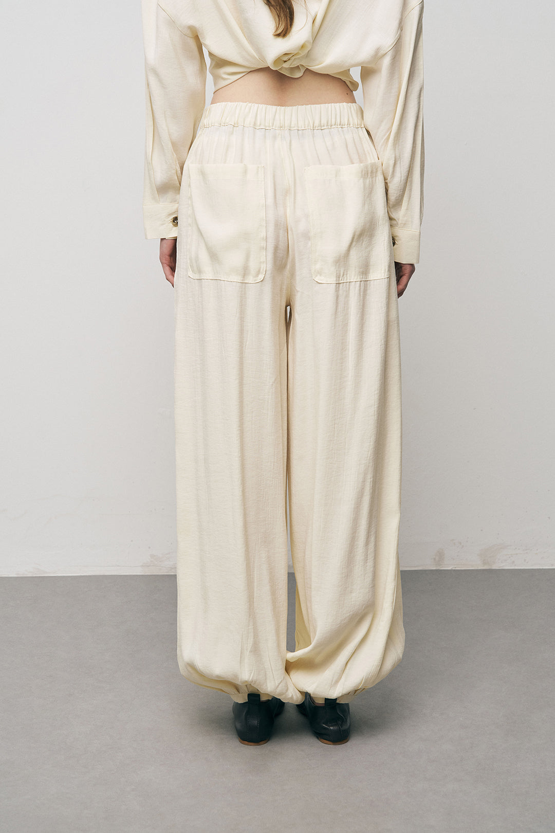 Orfeonegro Paçası Lastikli Sarı Palazzo Pantolon