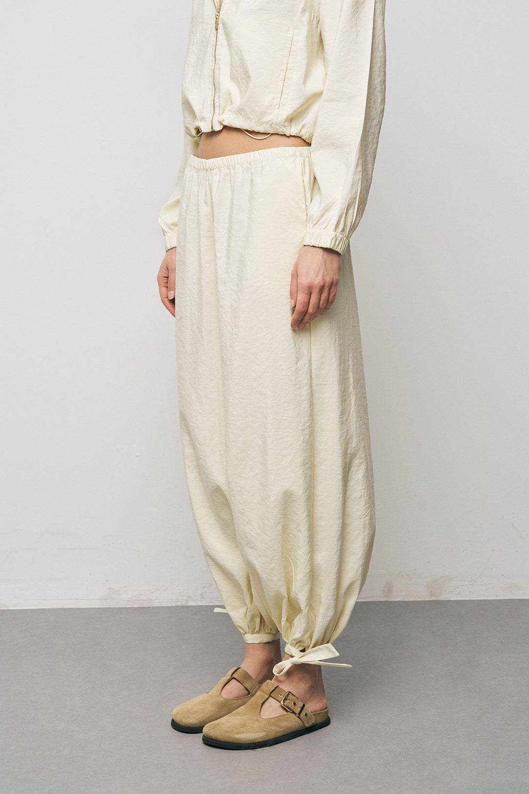 Orfeonegro Bağlama Detaylı Lastikli Paça Sarı Pantolon