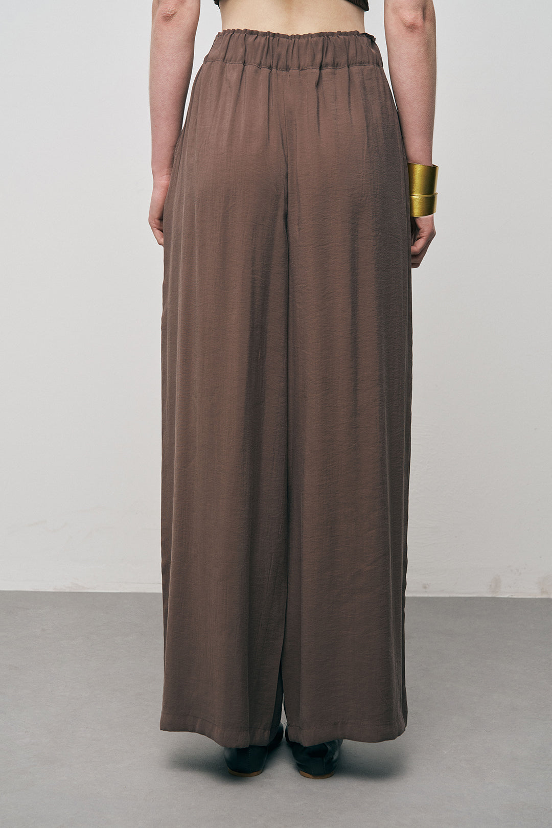 Orfeonegro Kahverengi Beli Bağcıklı Lastikli Bol Paça Pantolon