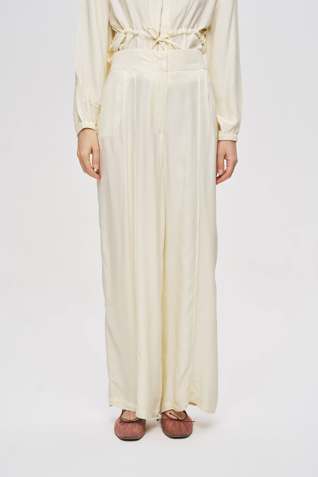 Orfeonegro Sarı Yüksek Bel Geniş Paça Palazzo Pantolon