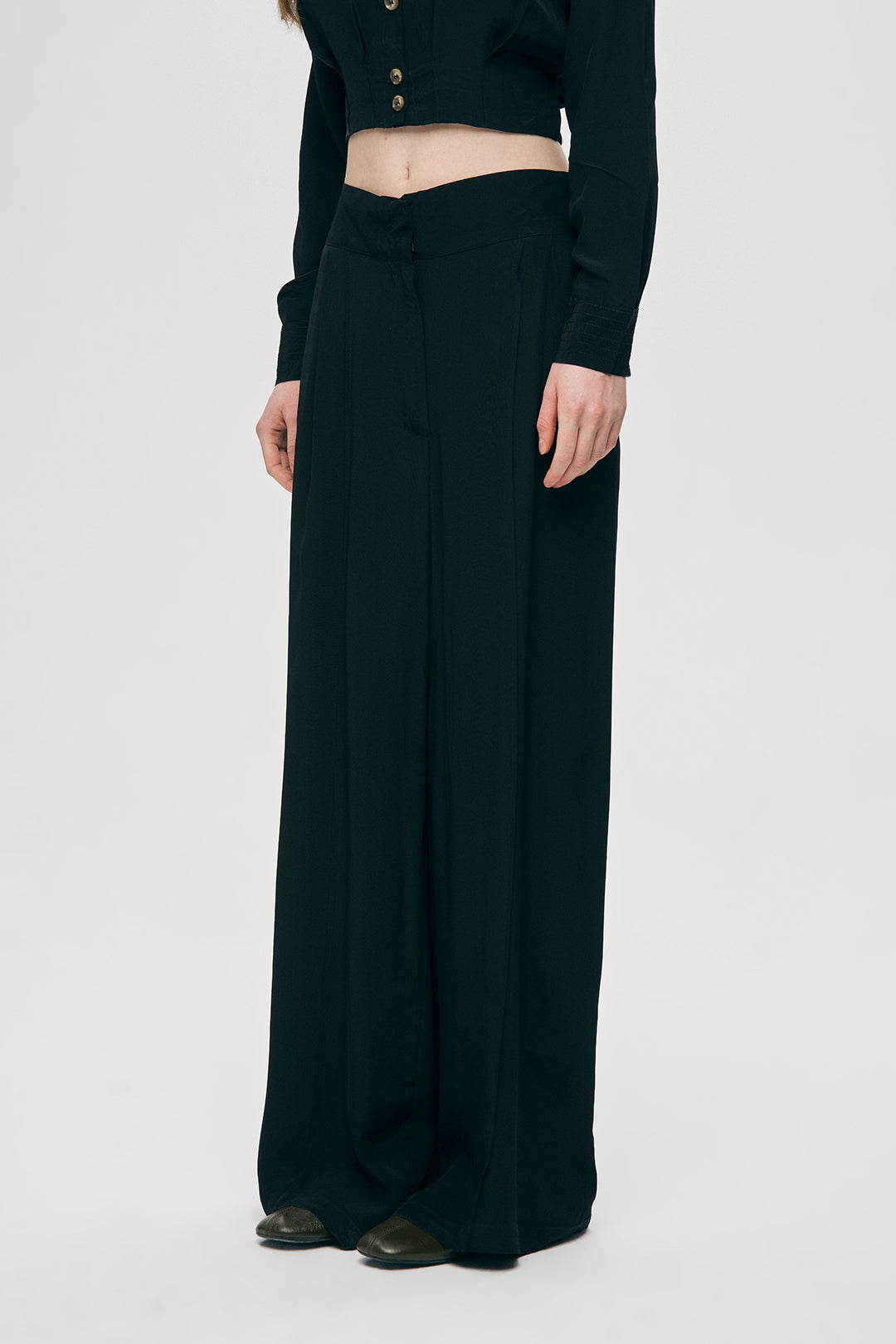 Orfeonegro Siyah Yüksek Bel Geniş Paça Palazzo Pantolon