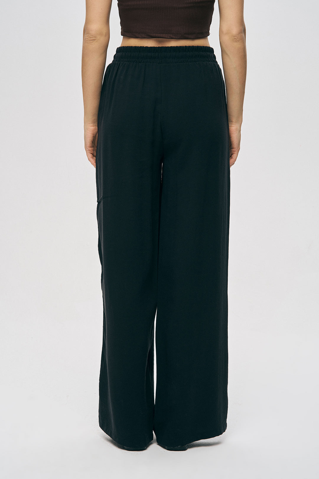 Orfeonegro Boncuklu Yan Şeritli Beli Bağcıklı Pantolon Siyah