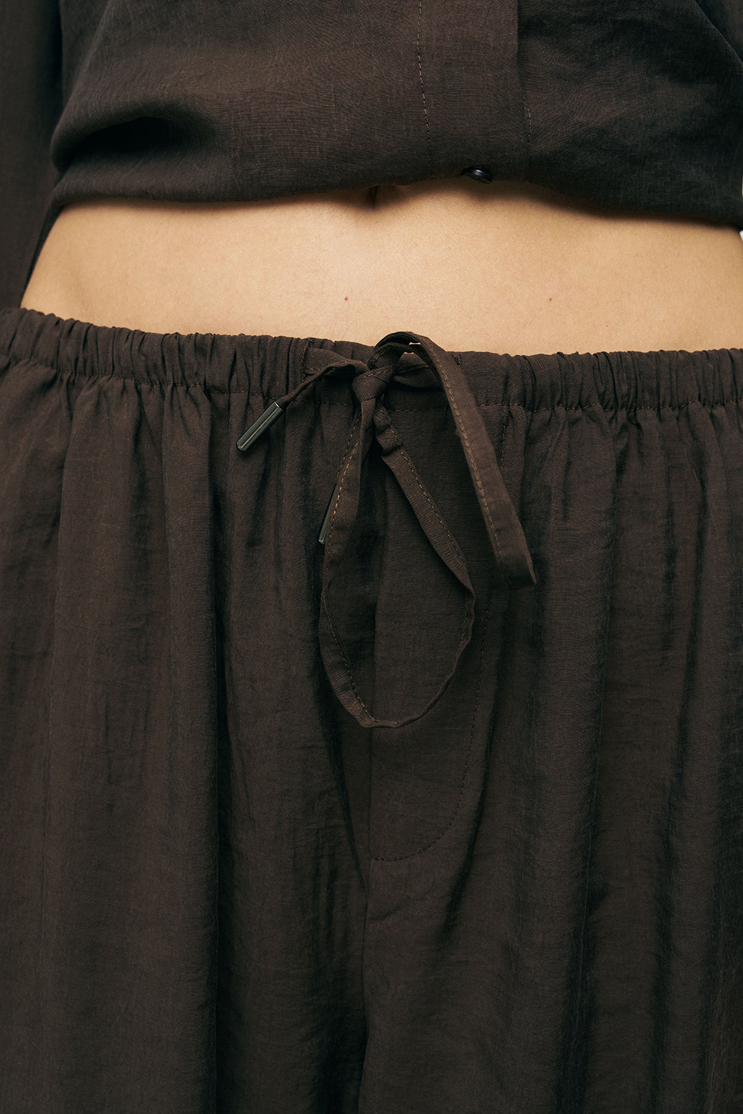 Orfeonegro Rahat Kesim Paçası Büzgülü Kahve Jogger Pantolon