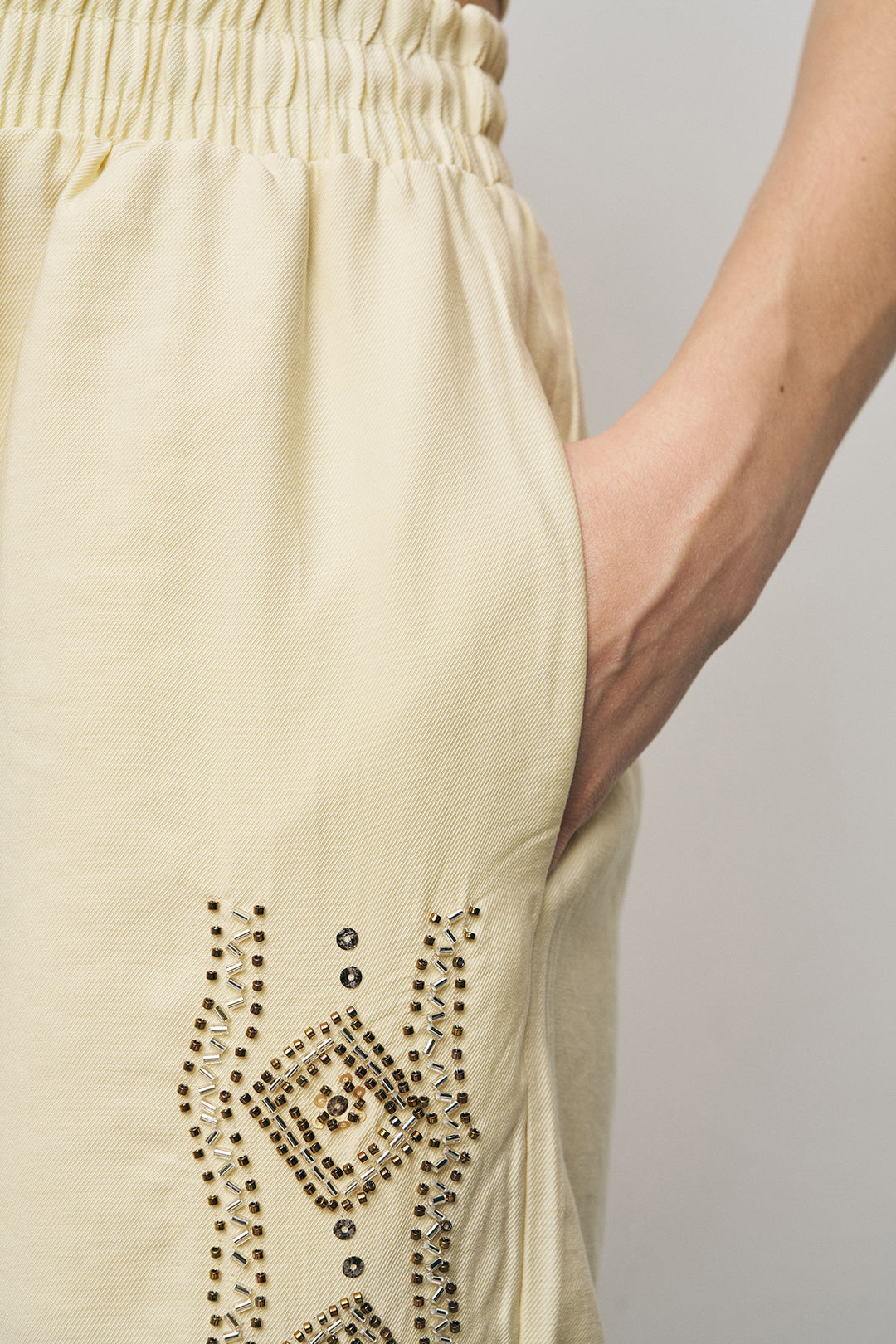 Orfeonegro Sarı Nakış İşlemeli Palazzo Pantolon