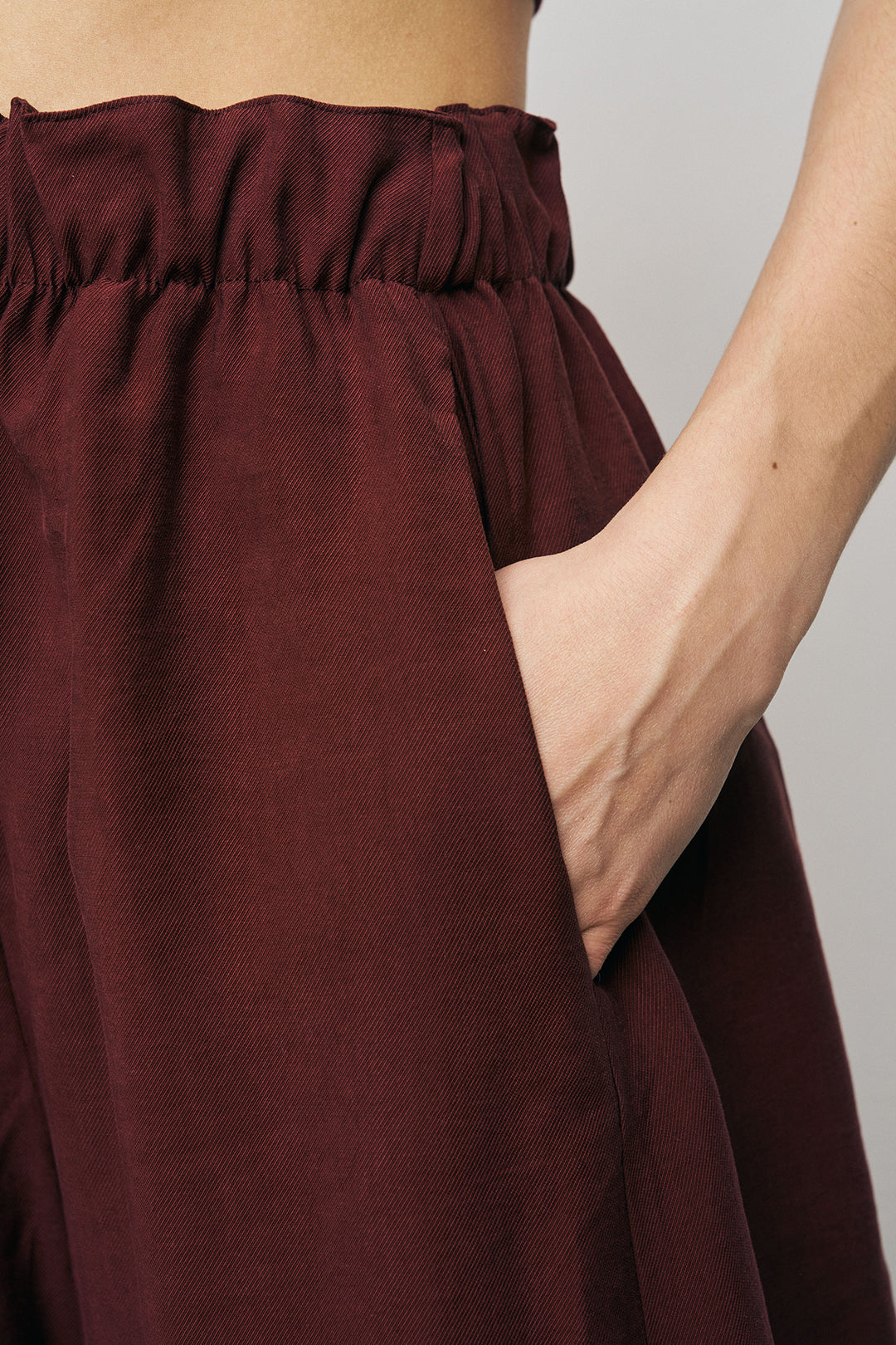 Orfeonegro Beli Lastikli Bordo Şalvar Pantolon