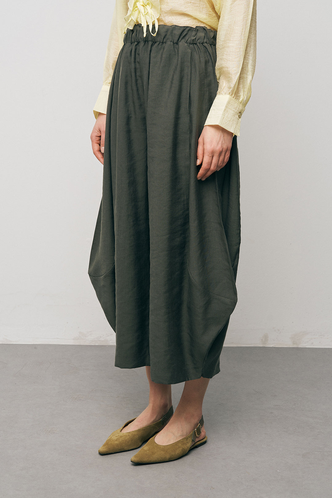 Orfeonegro Beli Lastikli Haki Şalvar Pantolon