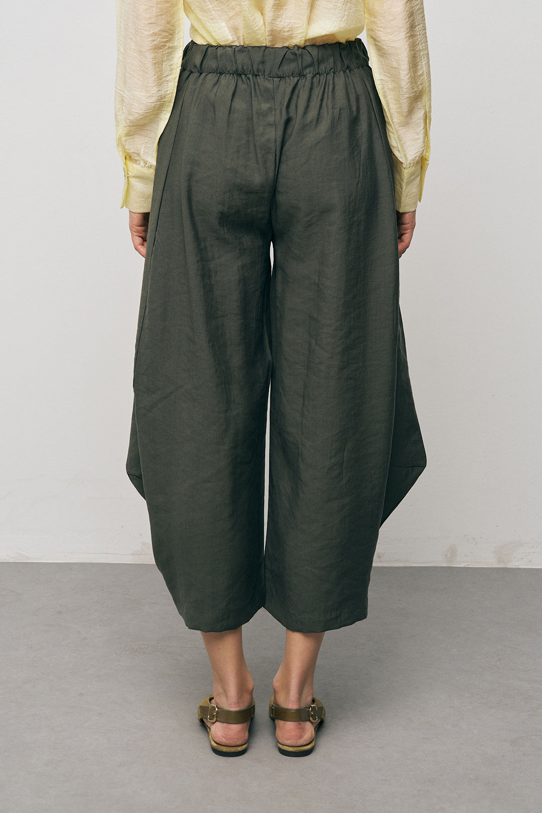 Orfeonegro Beli Lastikli Haki Şalvar Pantolon