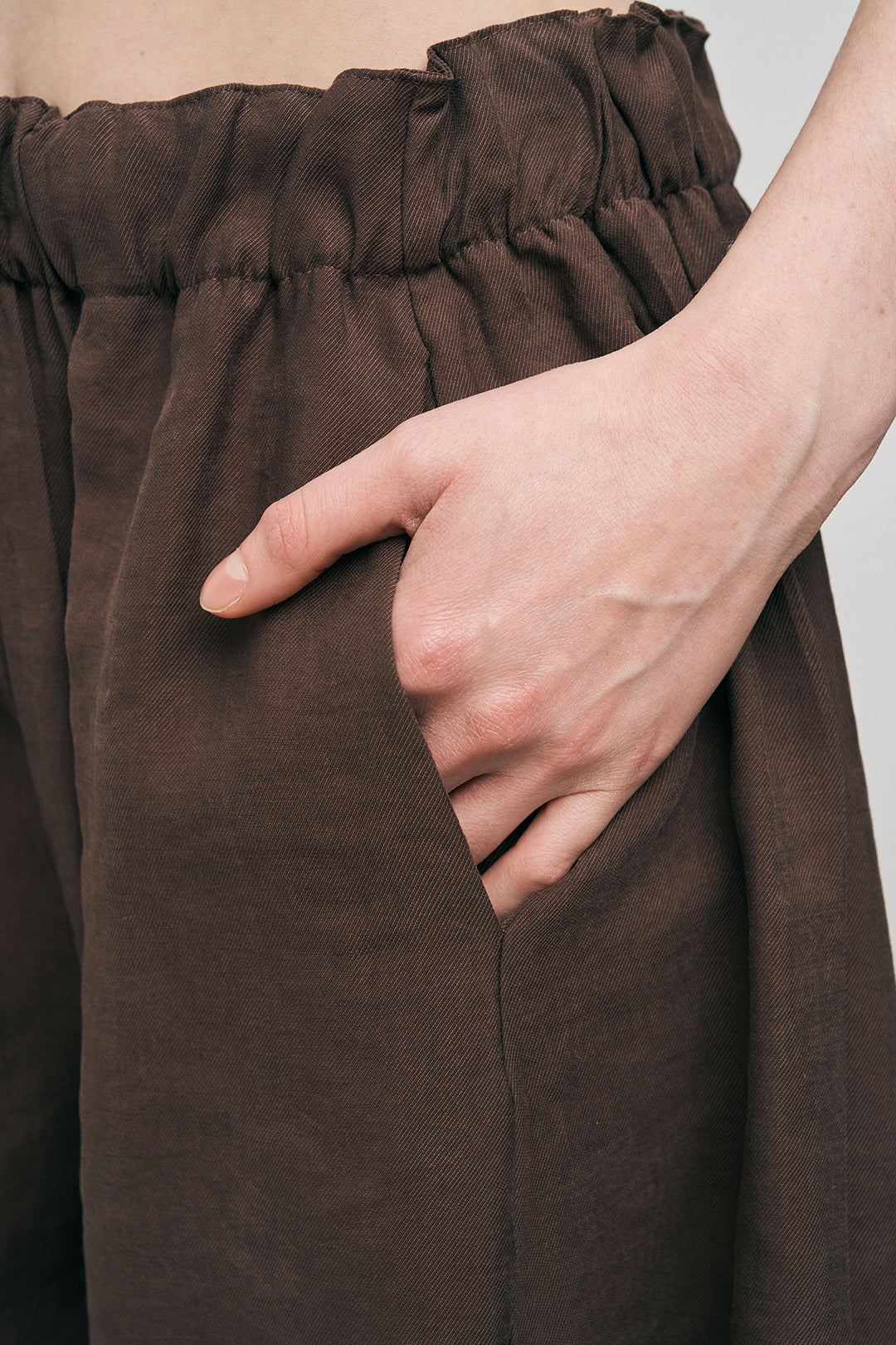 Orfeonegro Beli Lastikli Kahve Şalvar Pantolon