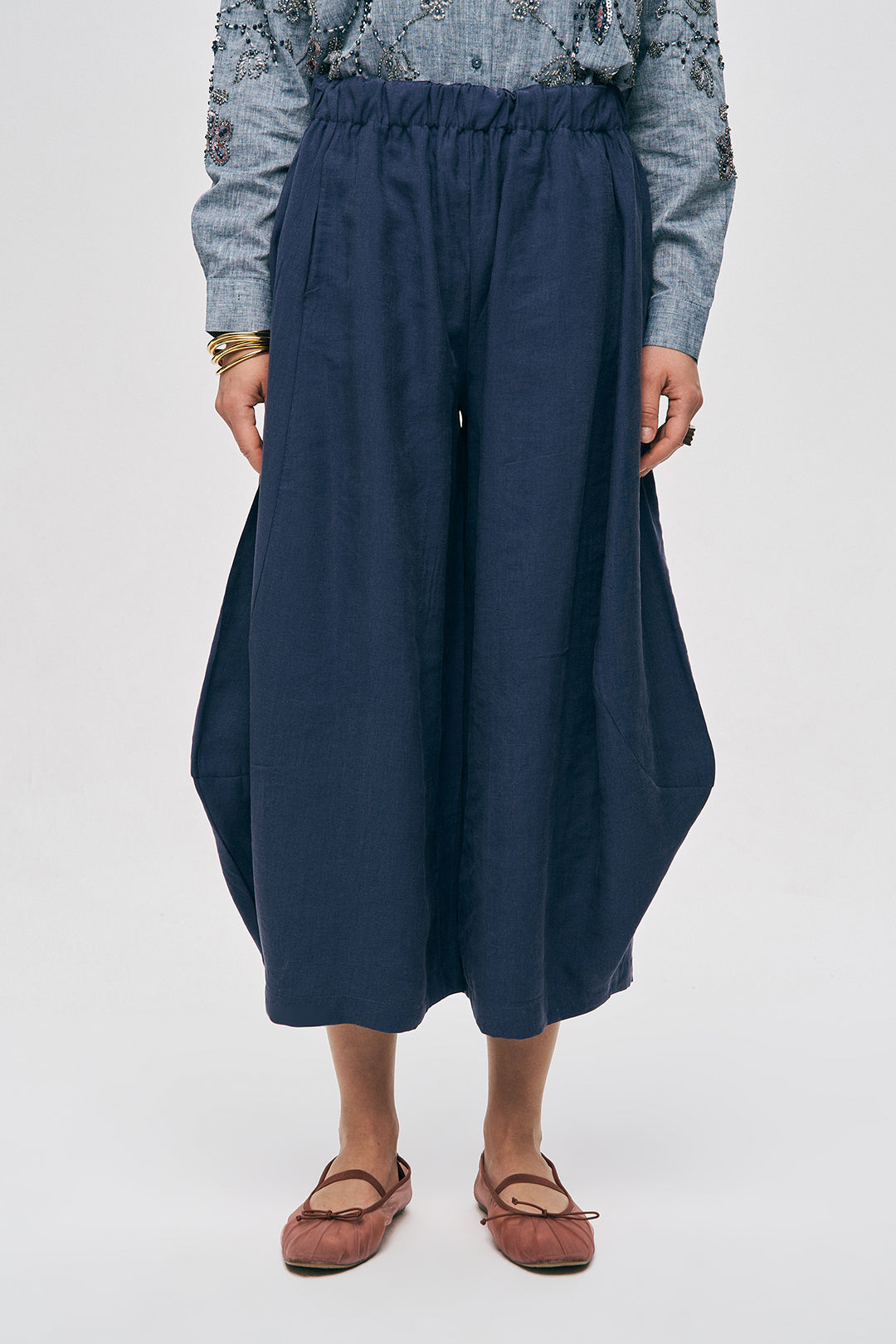 Orfeonegro Beli Lastikli Laci Şalvar Pantolon