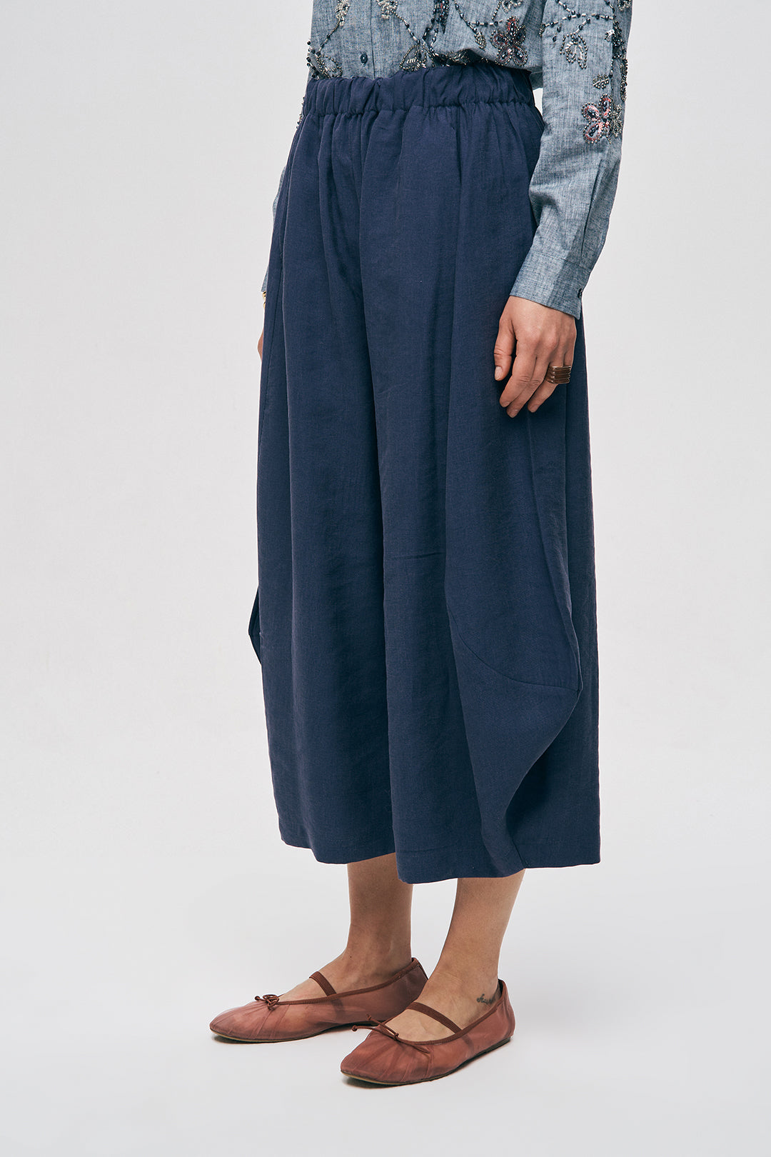 Orfeonegro Beli Lastikli Laci Şalvar Pantolon