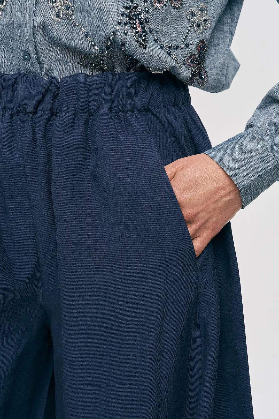 Orfeonegro Beli Lastikli Laci Şalvar Pantolon ORFEONEGRO