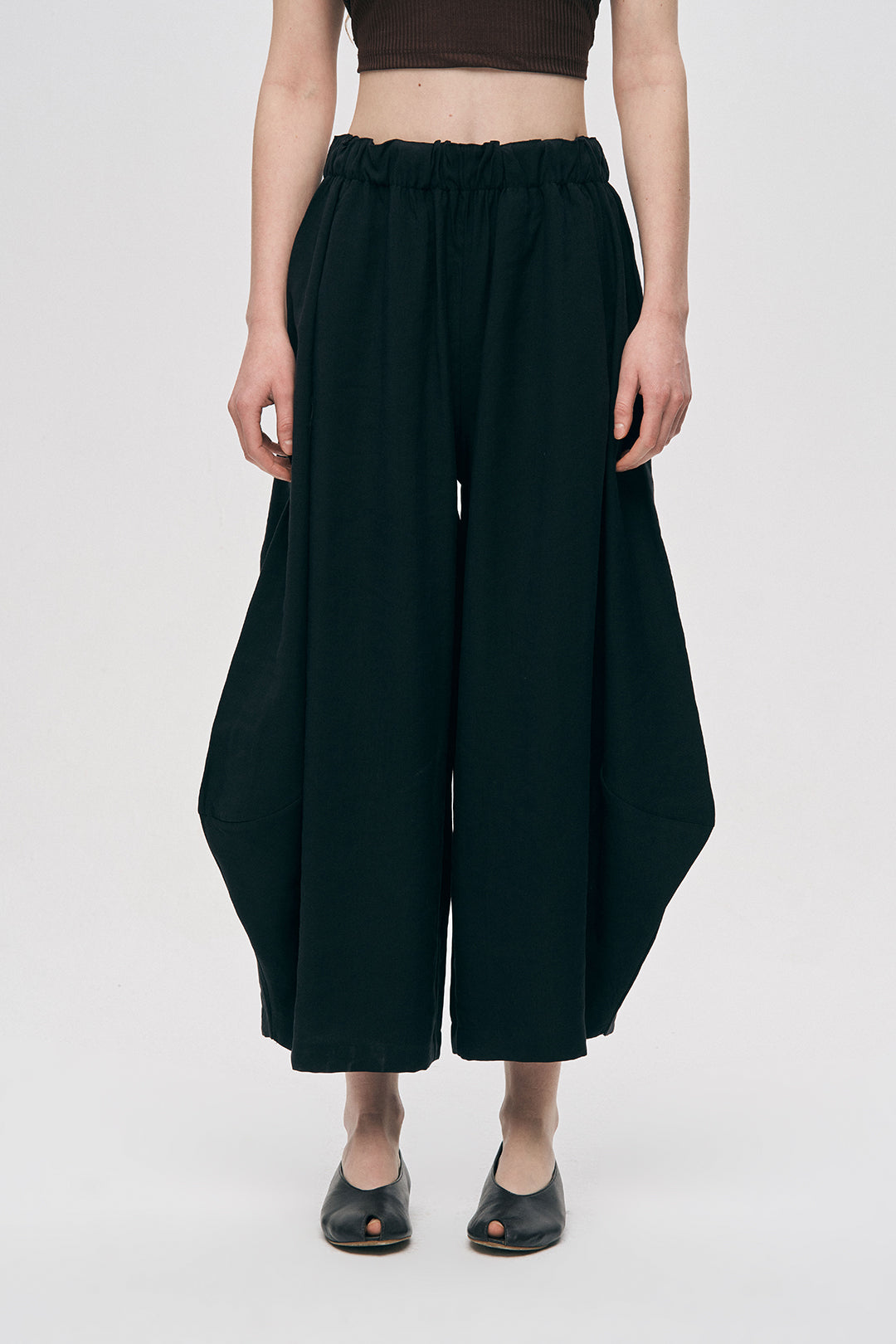 Orfeonegro Beli Lastikli Siyah Şalvar Pantolon