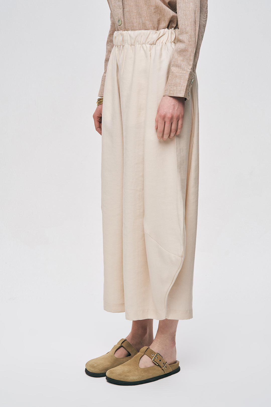 Orfeonegro Beli Lastikli Taş Rengi Şalvar Pantolon