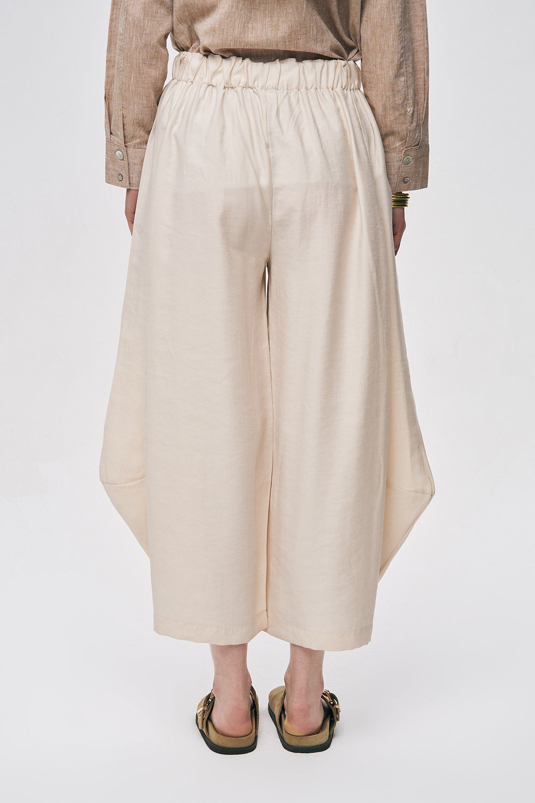 Orfeonegro Beli Lastikli Taş Rengi Şalvar Pantolon