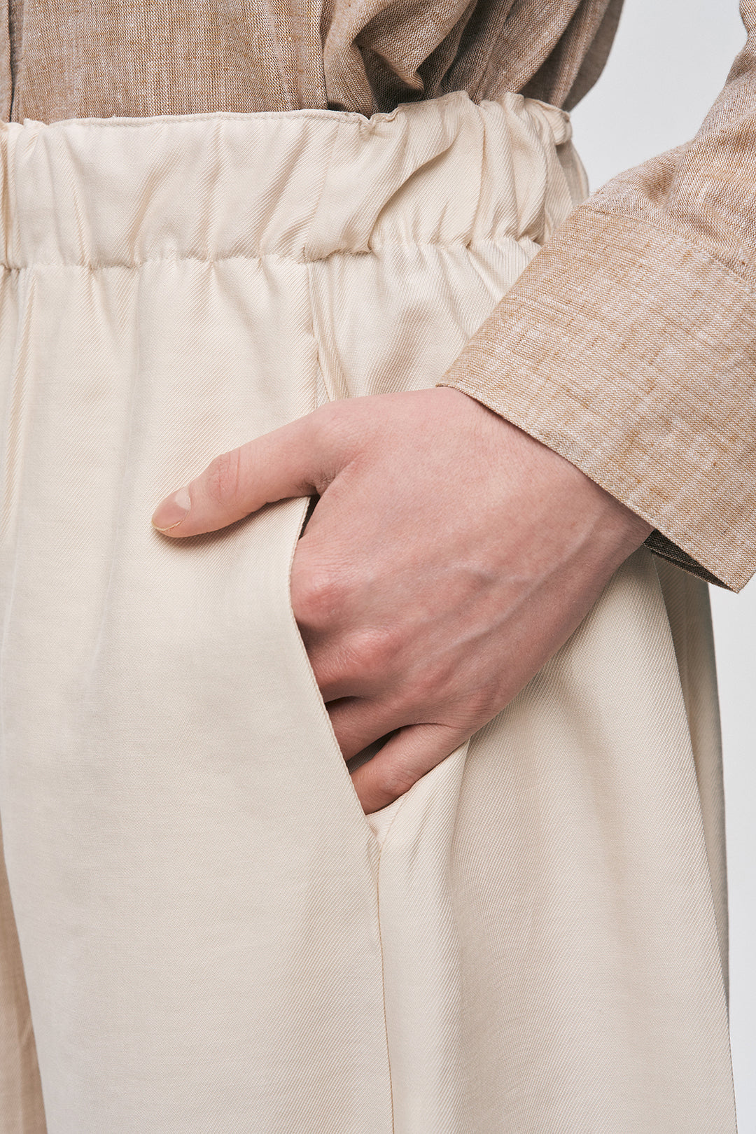 Orfeonegro Beli Lastikli Taş Rengi Şalvar Pantolon