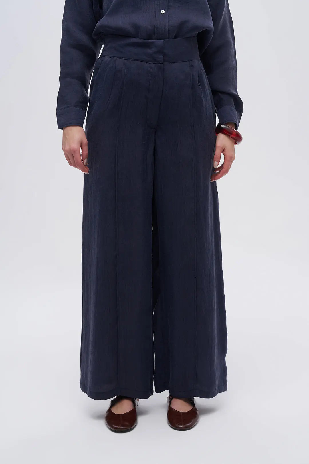 Toptan Kadın Beli Lastikli Bol Paça Pantolon Laci ORFEONEGRO