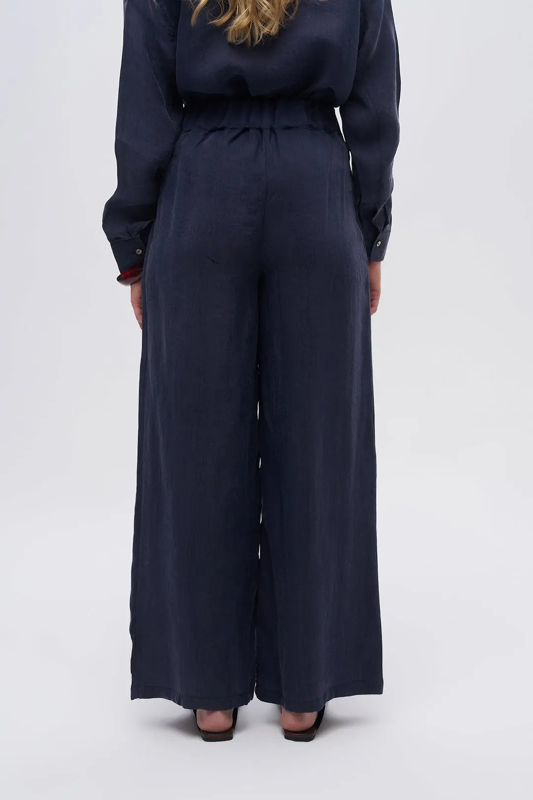 Toptan Kadın Beli Lastikli Bol Paça Pantolon Laci ORFEONEGRO