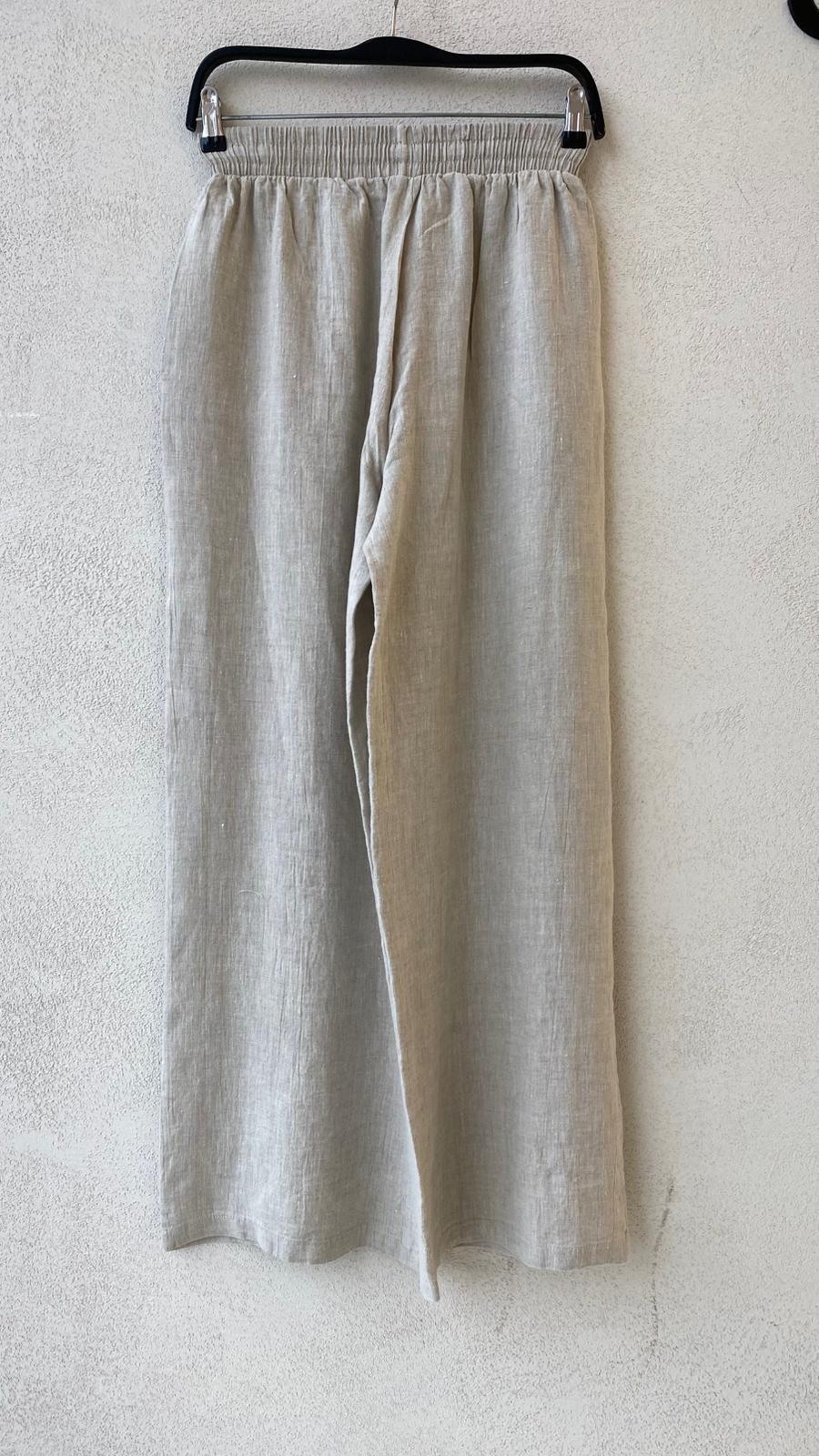 Toptan Palazzo %100 Keten Naturel Kadın Pantolon
