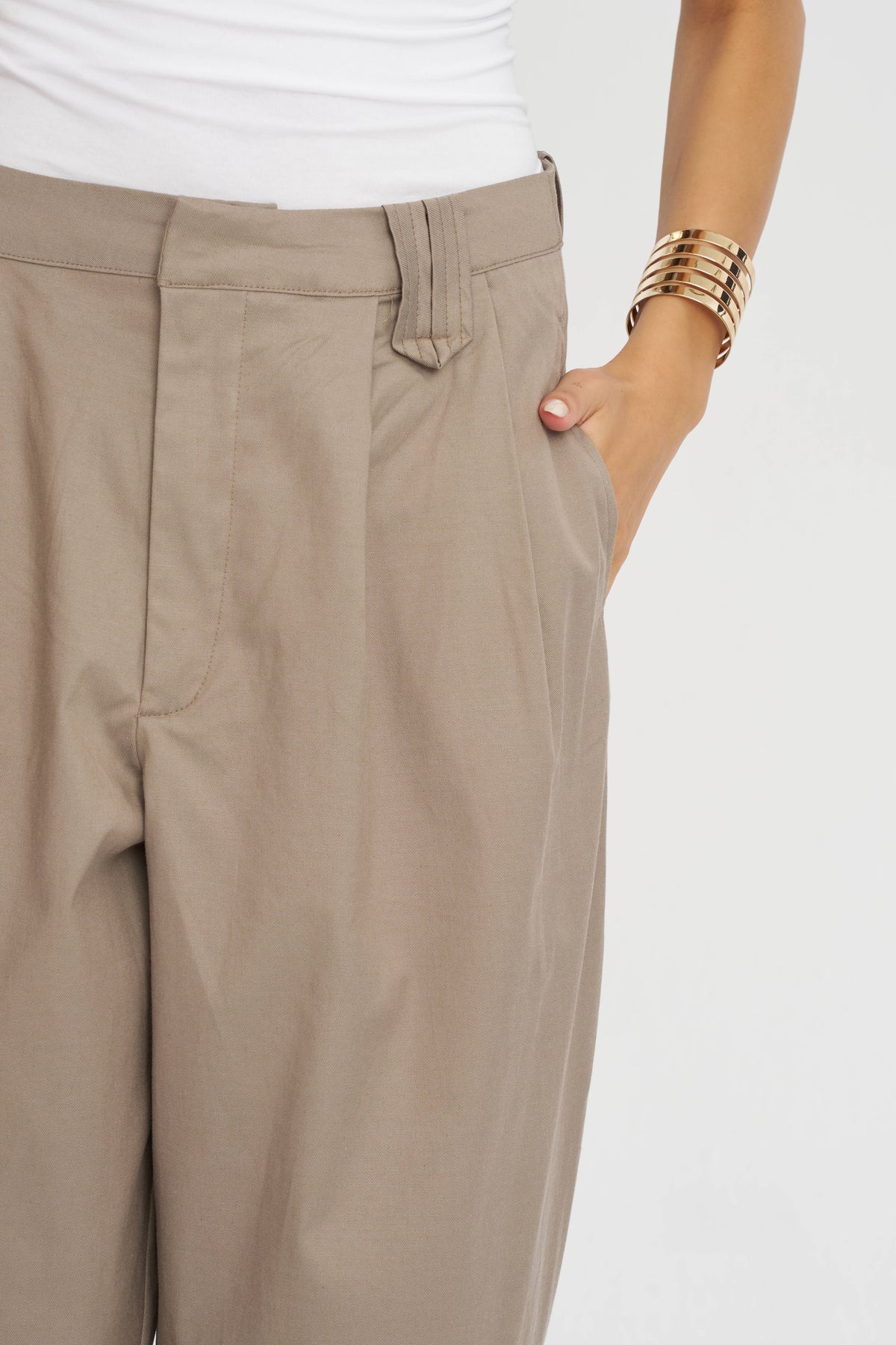 Toptan Duble Paça Tencel Karışımlı Kadın Pantolon Vizon
