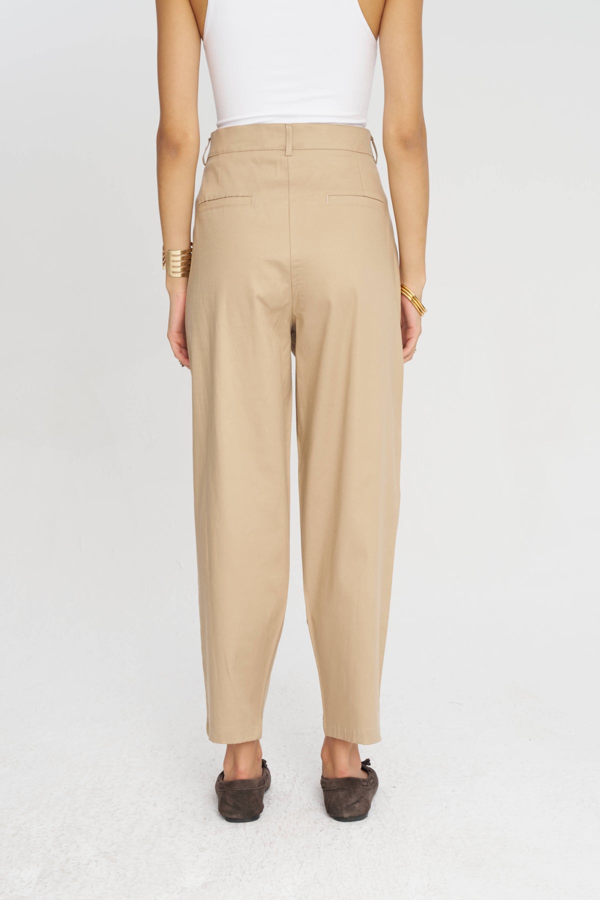 Toptan Düğme Detaylı Tencel Karışımlı Kadın Pantolon