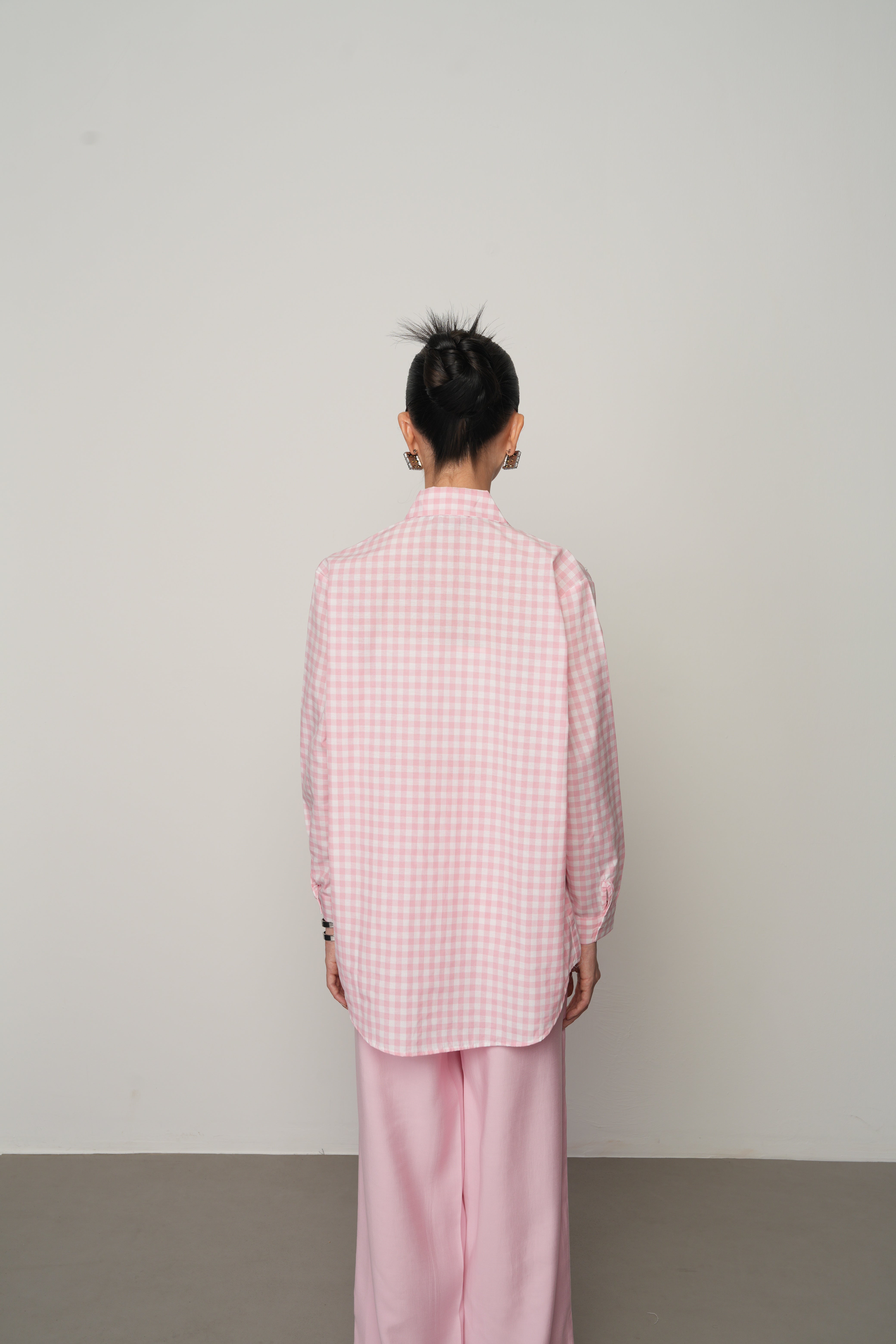 Robası Taş İşlemeli Pötikare Kadın Gömlek – Oversize / 80 cm | %50 Pamuk | Yerli Üretim 34582 Pembe