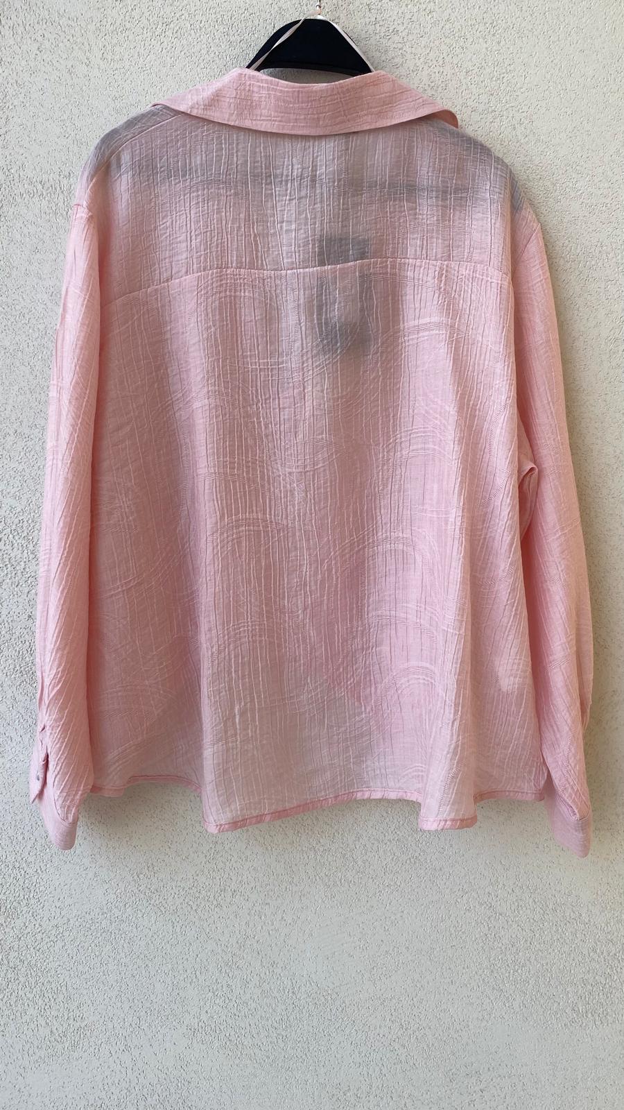 Toptan Asimetrik Kesim Pembe Tencel Kadın Gömlek