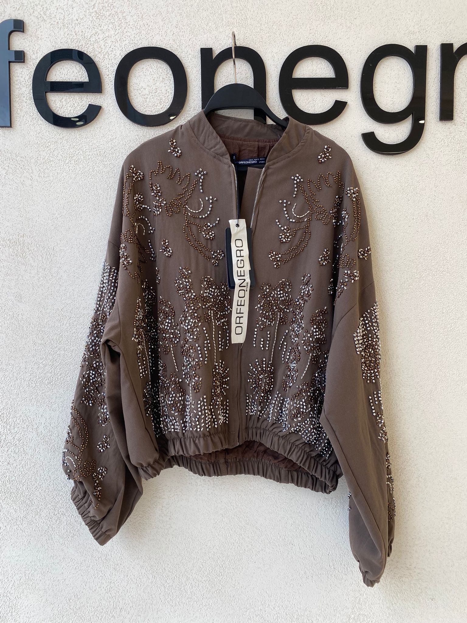 Boncuk İşlemeli Ceket Kahve - 38191