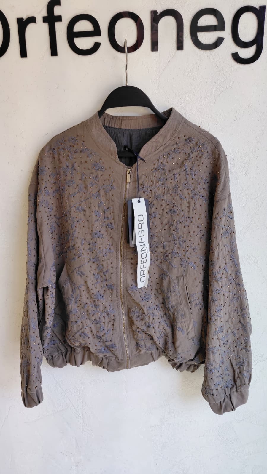 Taş İşlemeli Bomber Ceket Haki