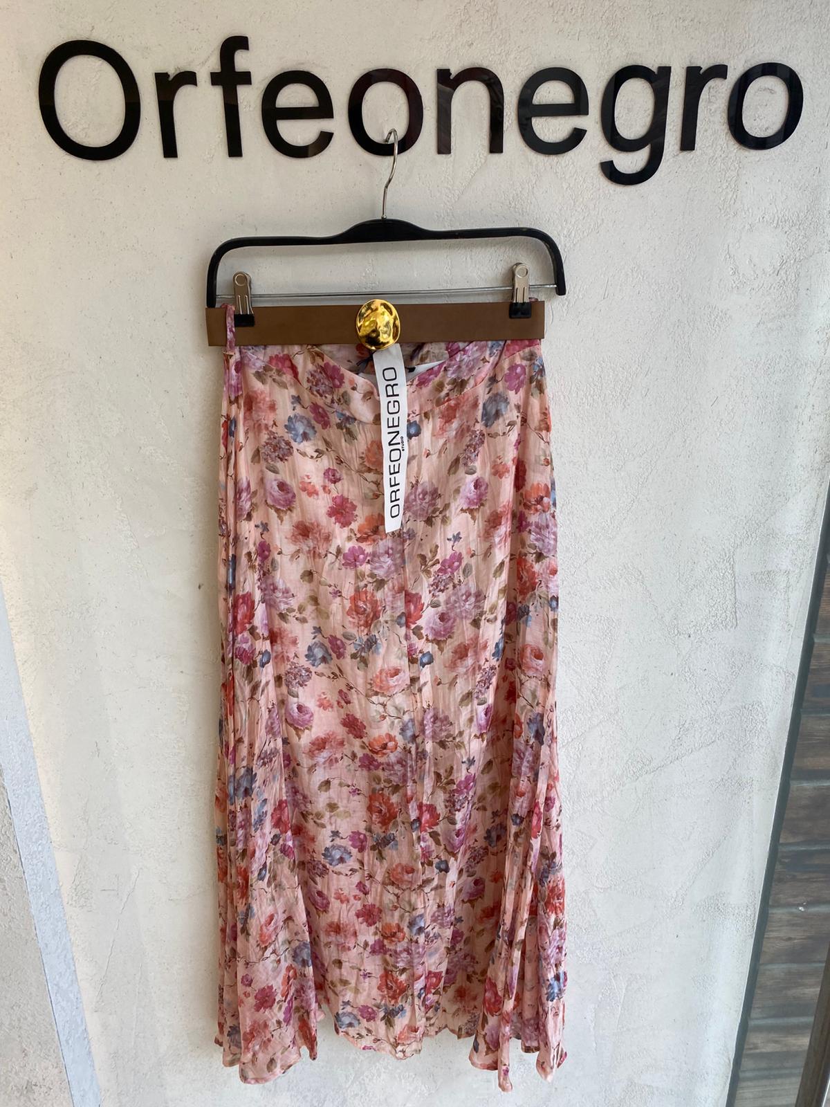 Dökümlü Çiçekli Maksi Boy Etek