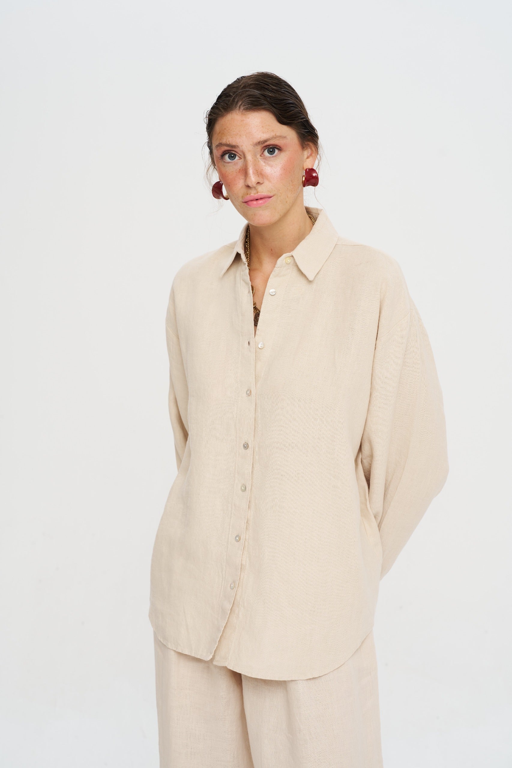 Toptan Oversize Keten Kadın Gömlek - %100 Keten