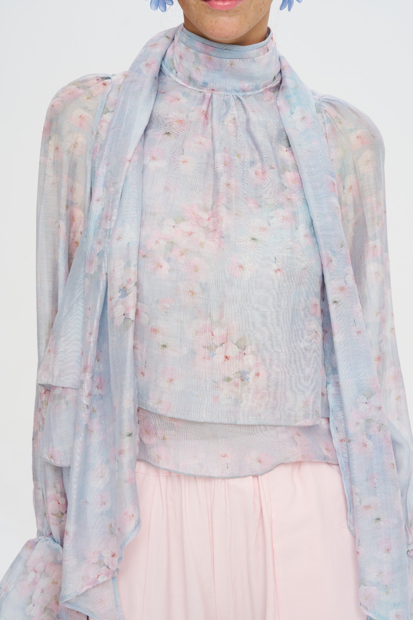 Toptan Çiçek Desenli Tencel Bluz