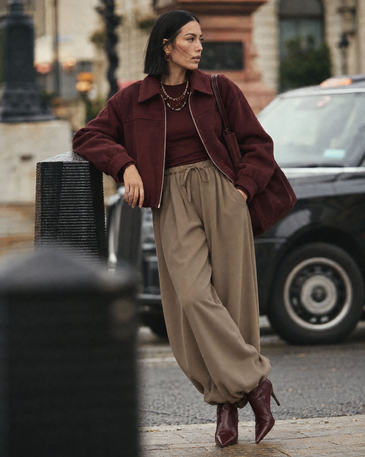 Toptan Kadın Crop Ceket Bordo