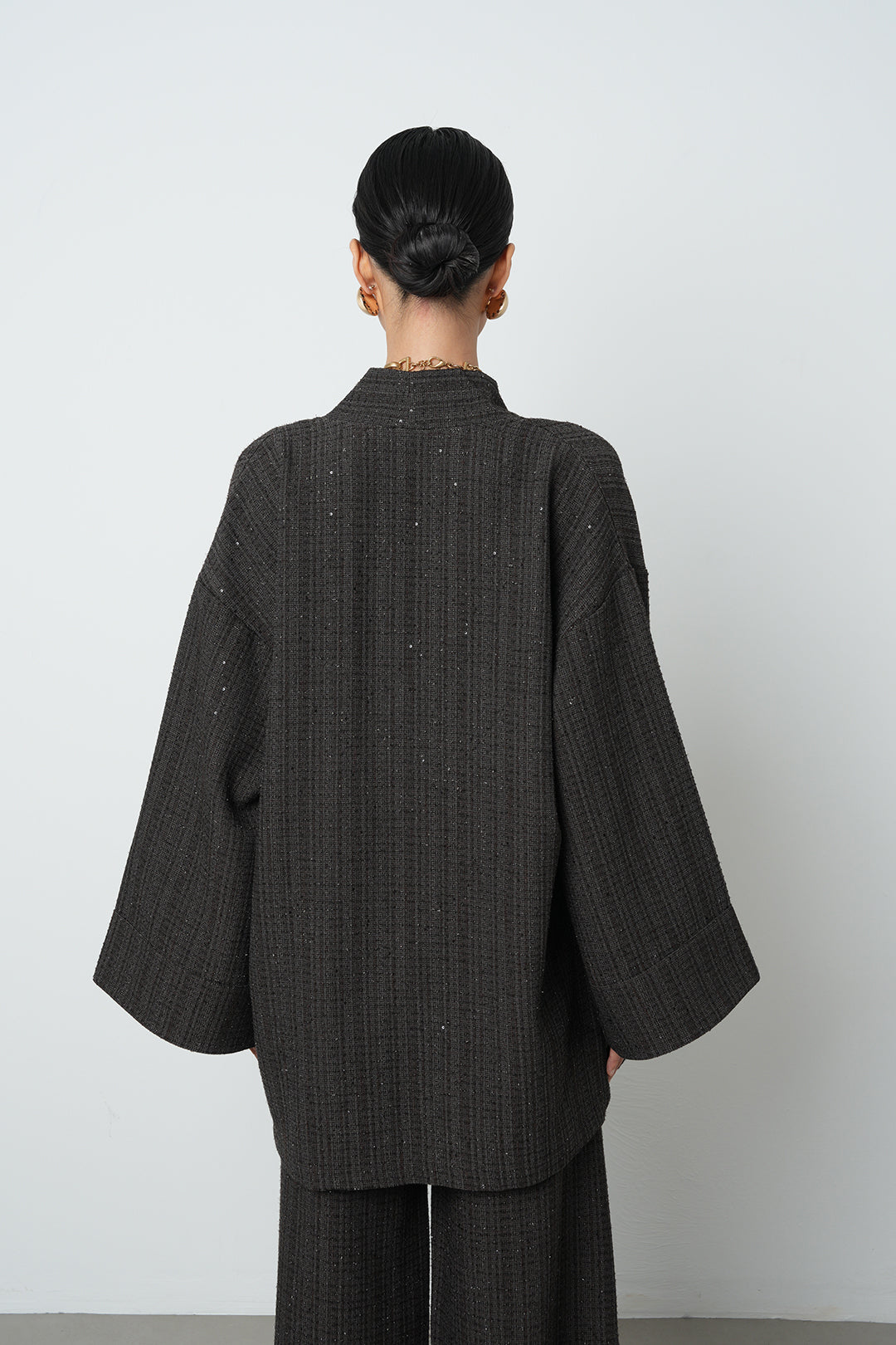 Simli rahat kalıp kadın kimono, tesettüre uygun, oversize kesim, toptan satış için uygun