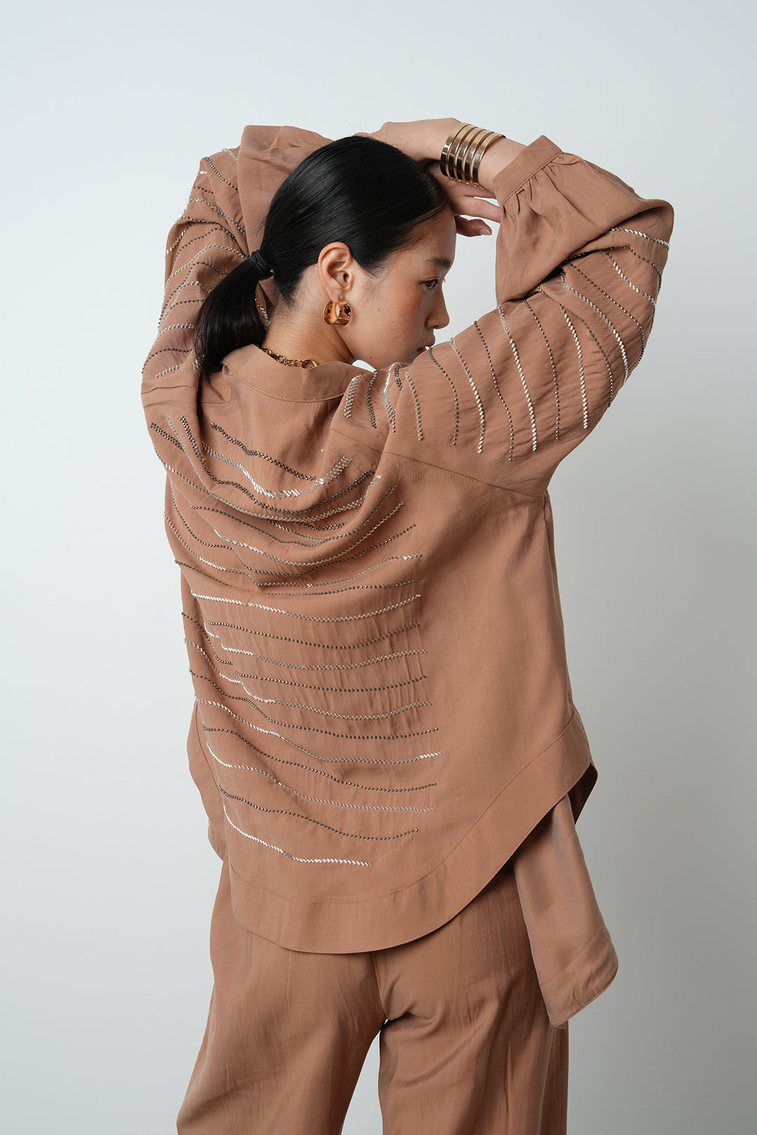 Yatay taş detaylı oversize kadın kimono – toptan kadın giyim