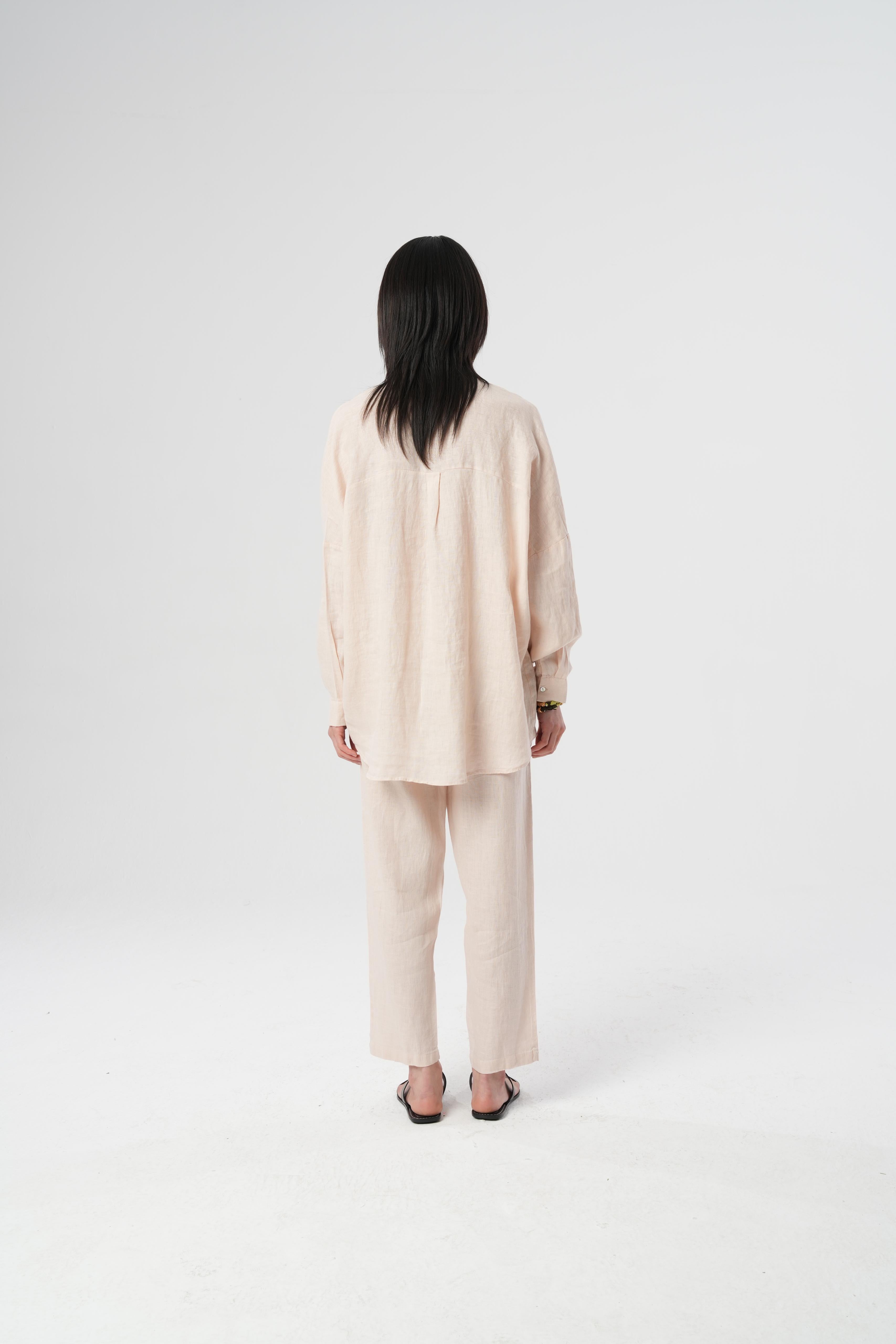 Oversize kadın keten gömlek – %100 doğal kumaş, yazlık rahat kesim, Türkiye üretimi