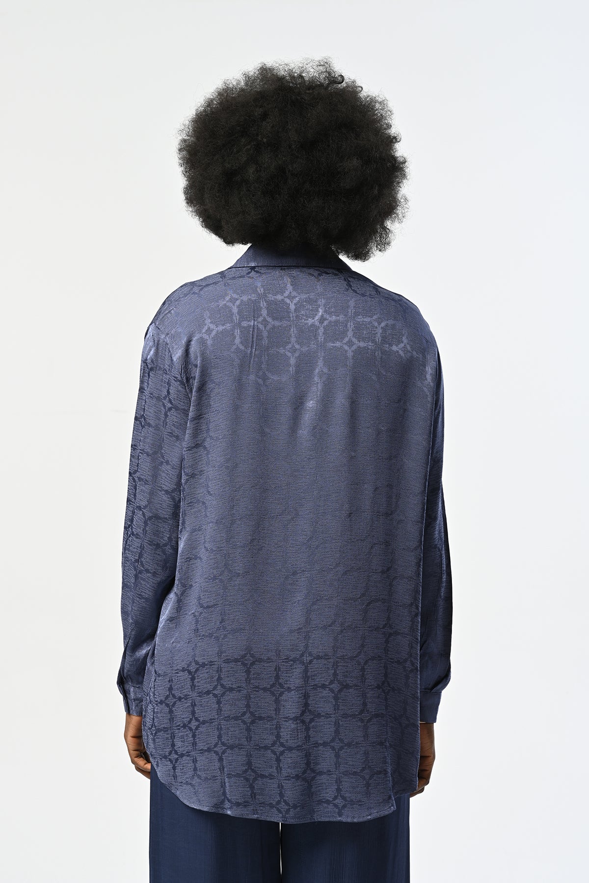 Toptan Indigo Desenli Oversize Gömlek