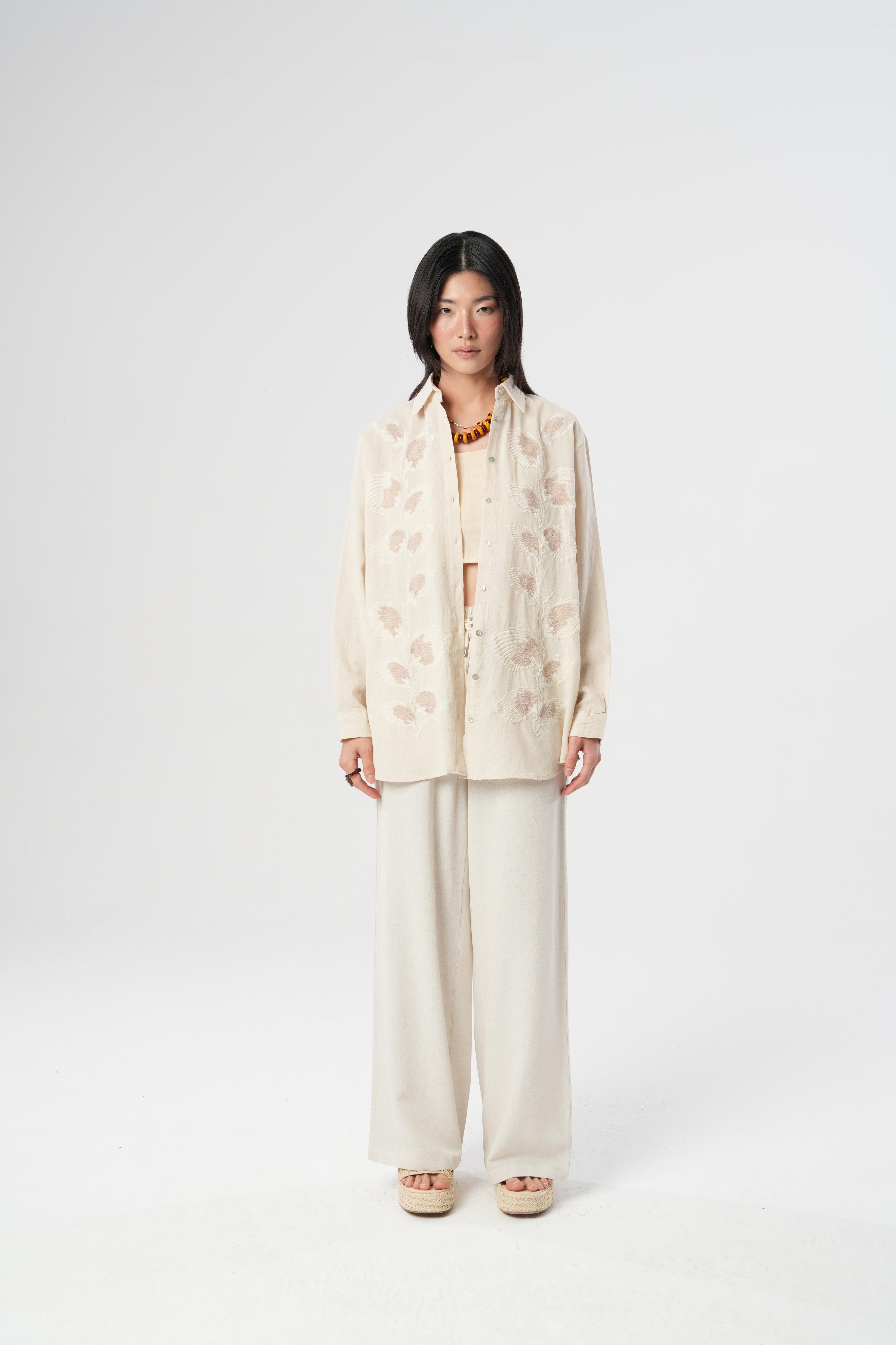 Orfeonegro Nakış Detaylı Oversize Gömlek